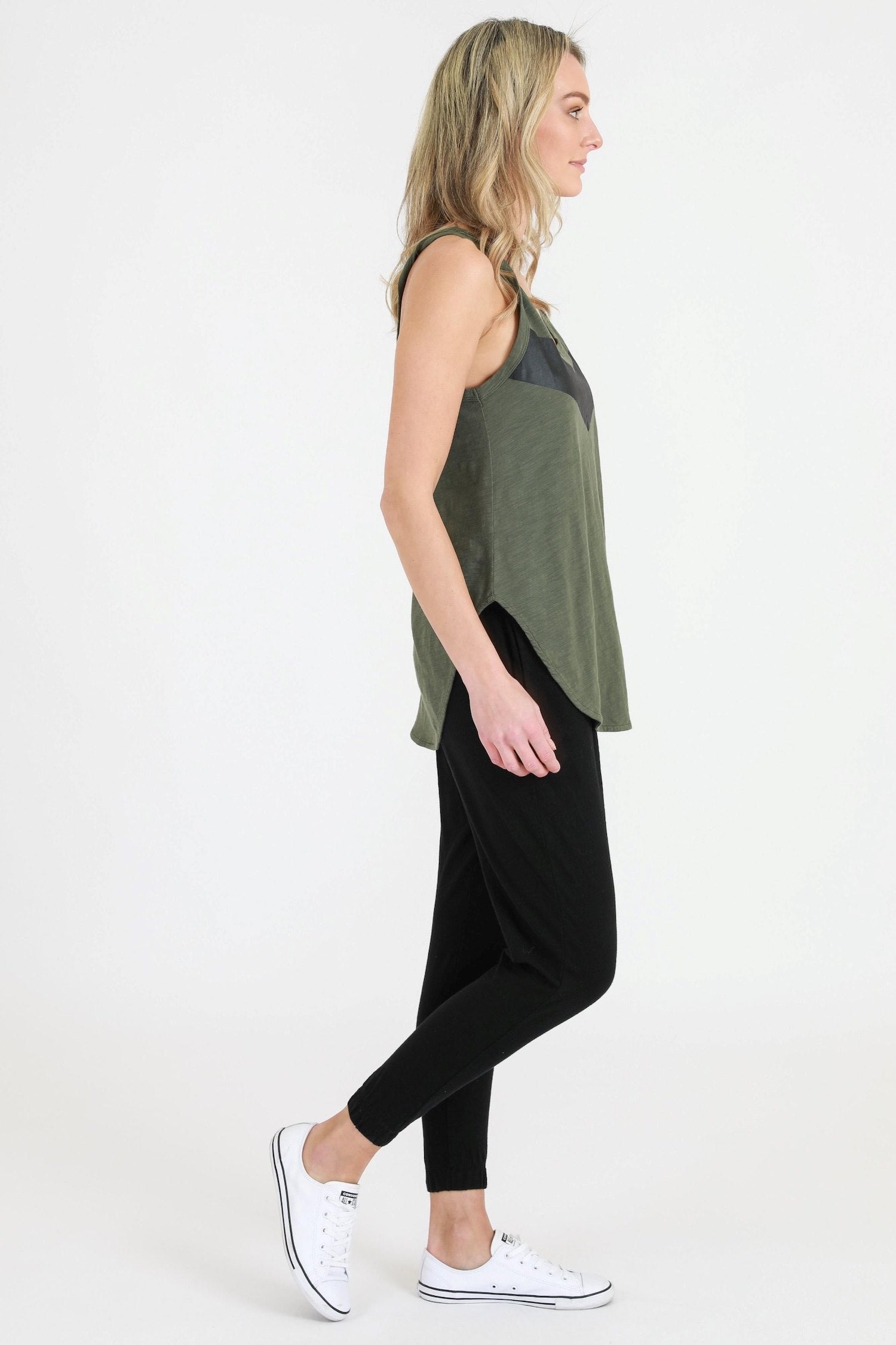 black high neck tank top #color_khaki
