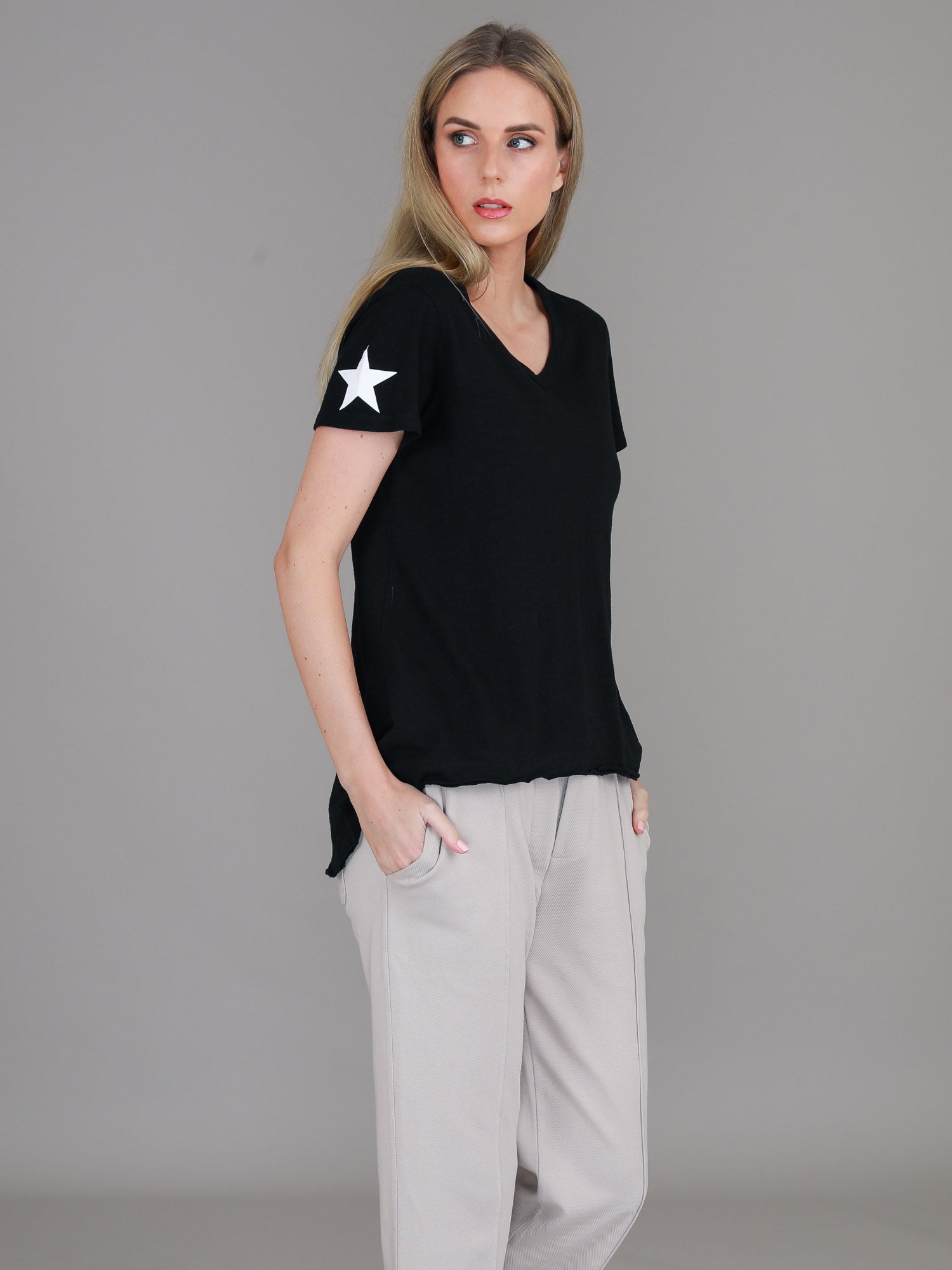 black v neck t shirt #color_black