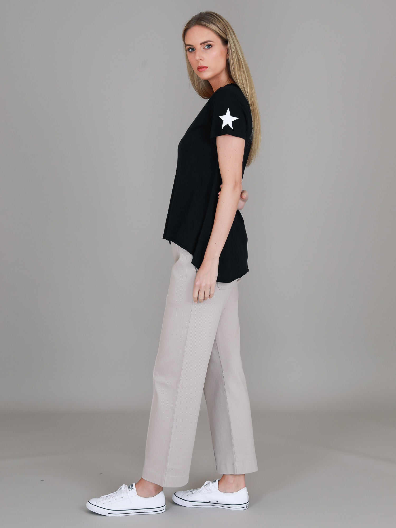 v neck t shirt women #color_black