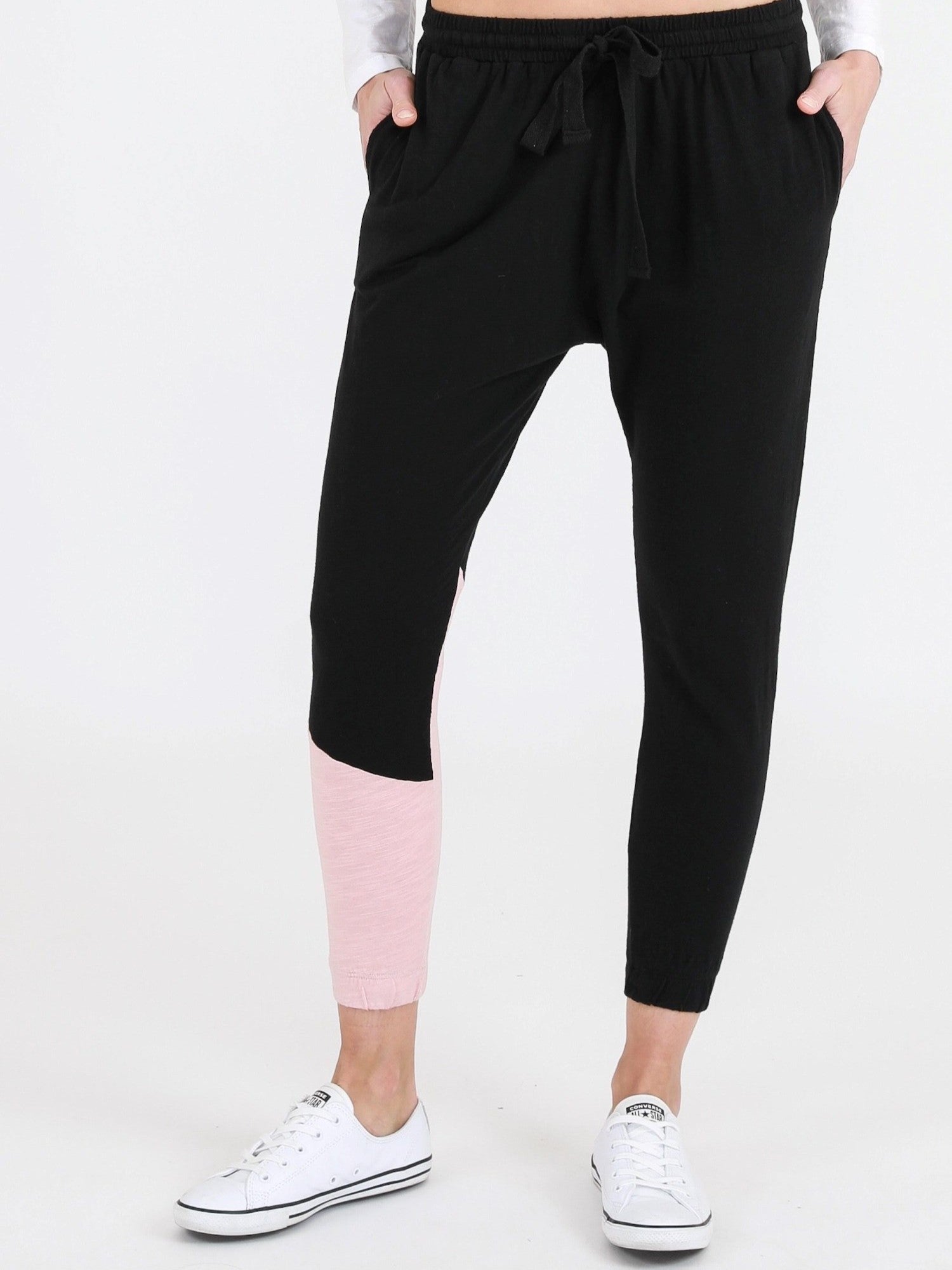 ladies black track pants #color_black