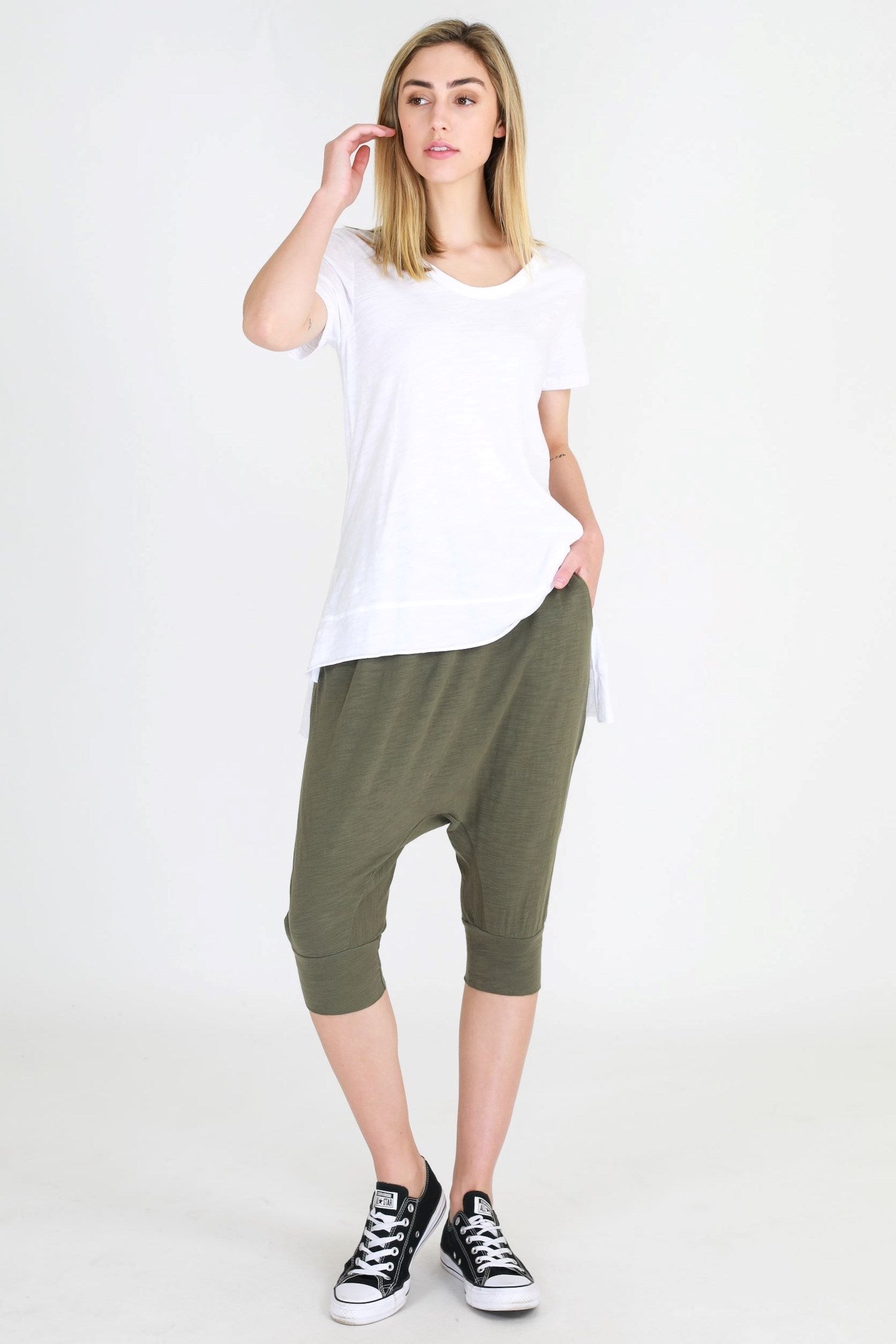 Drop Crotch Pants Women #color_khaki