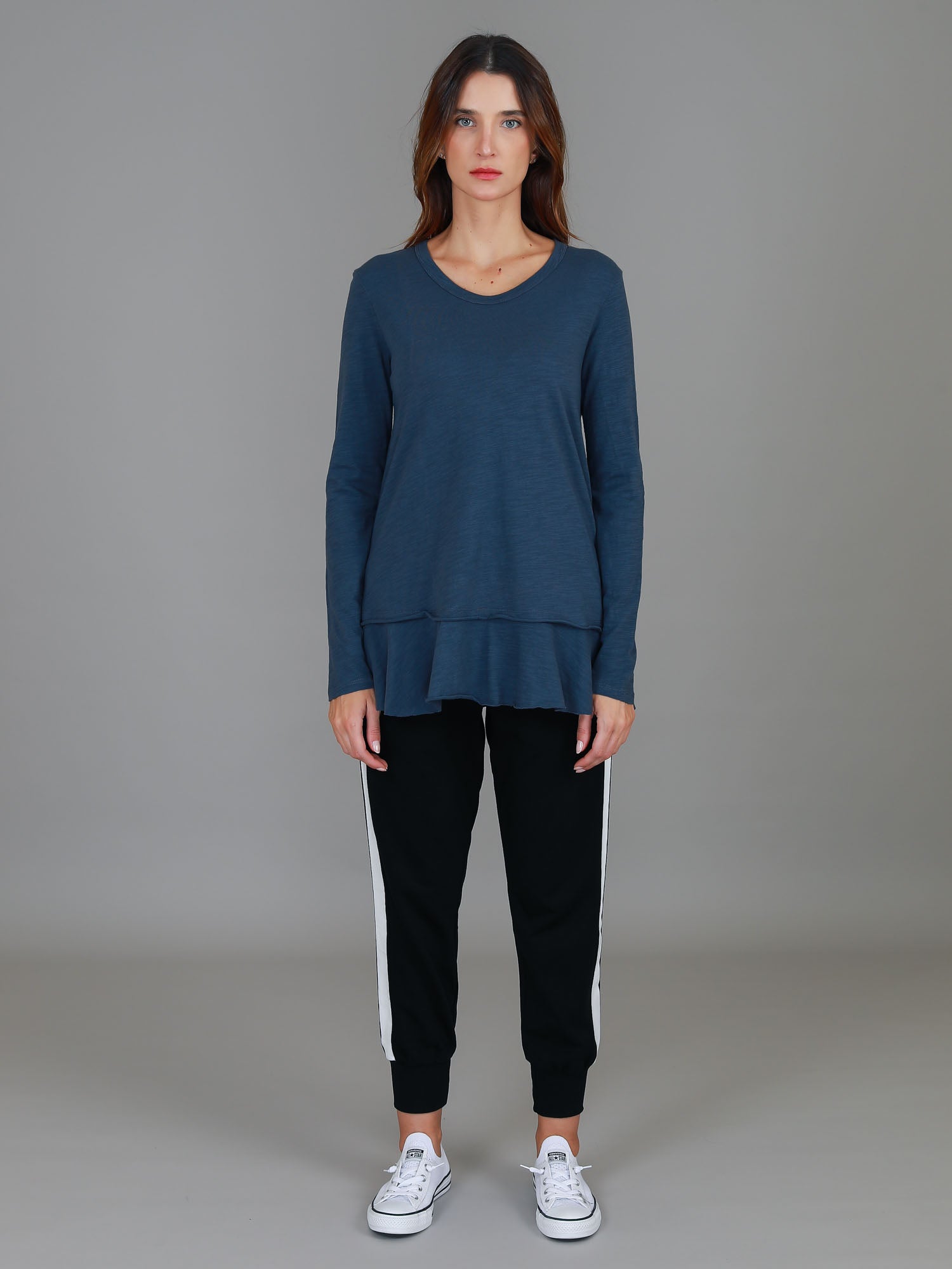 long sleeve cotton t shirt womens #color_indigo