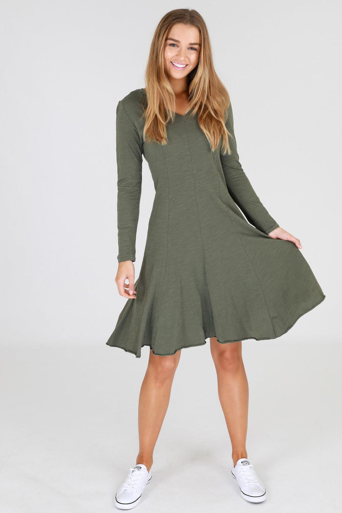 Hilton Long Sleeve V Neck Dress (Sale)