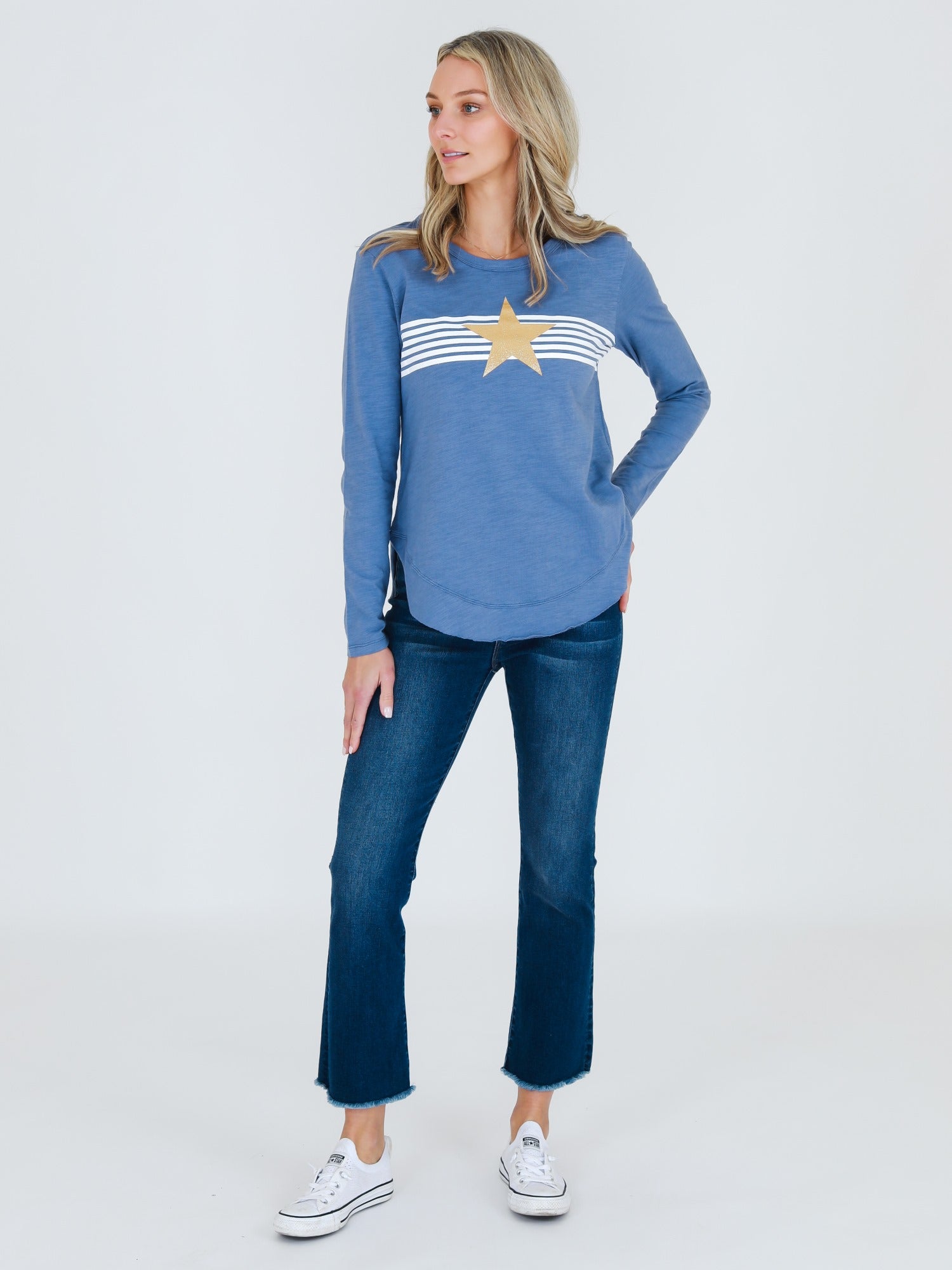 longline long sleeve top #color_elemental blue
