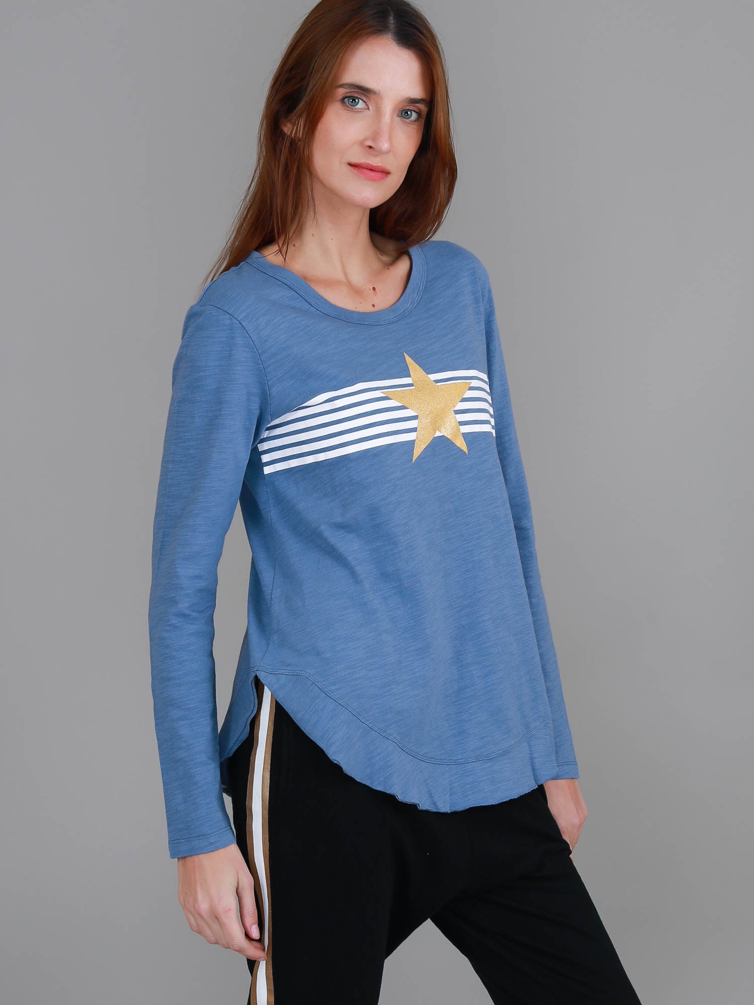 long line long sleeve top #color_elemental blue