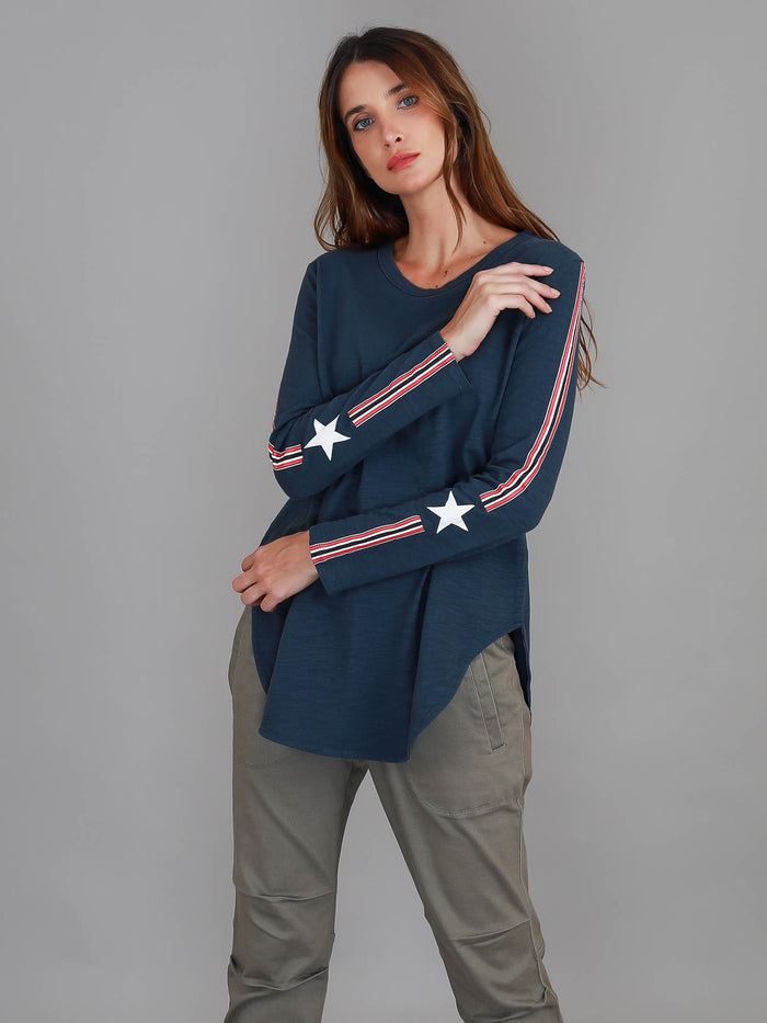 Junee Twin Stripe Star Long Sleeve T Shirt