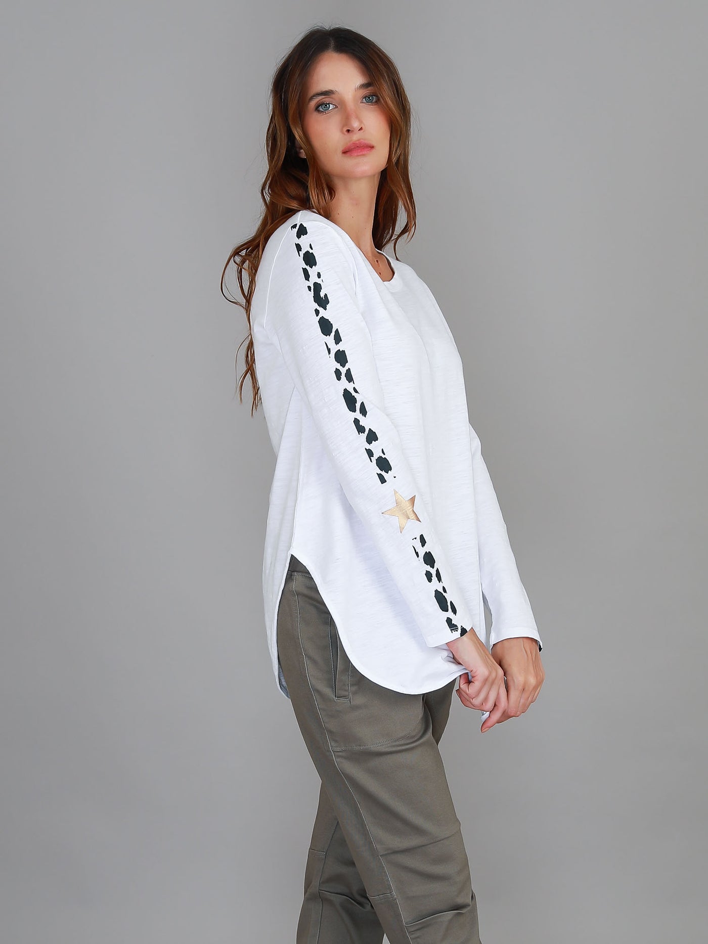 Junee Banded Leopard Long Sleeve T Shirt