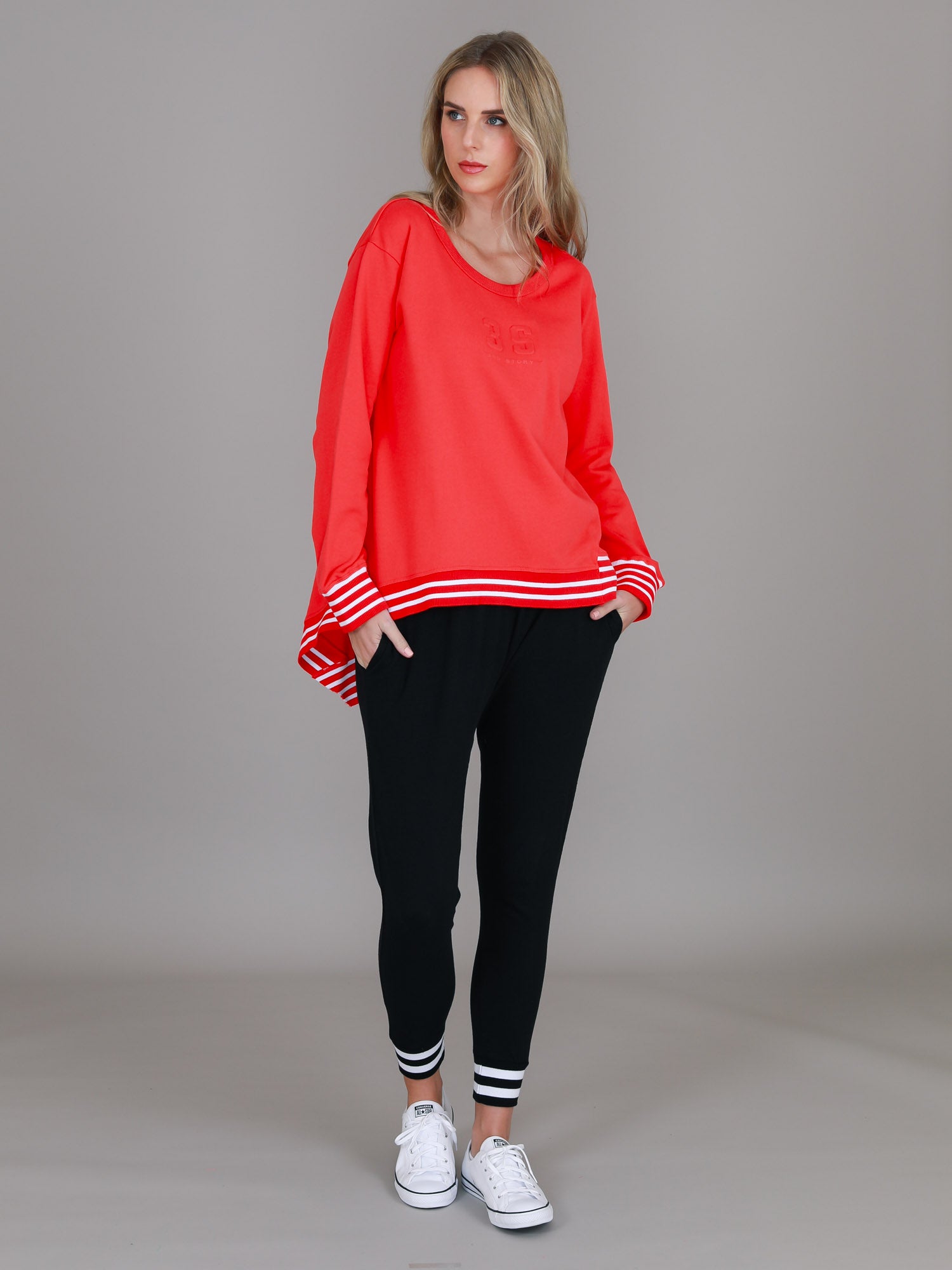 women's red sweater #color_strawberry