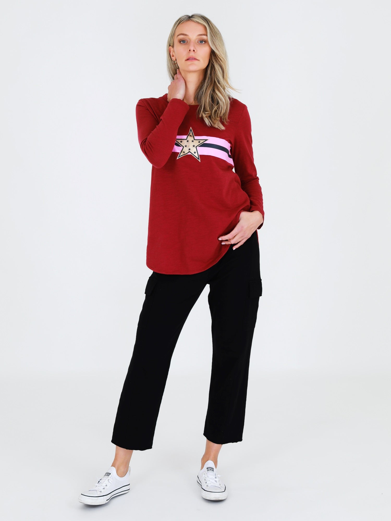 oversized graphic tee #color_cranberry
