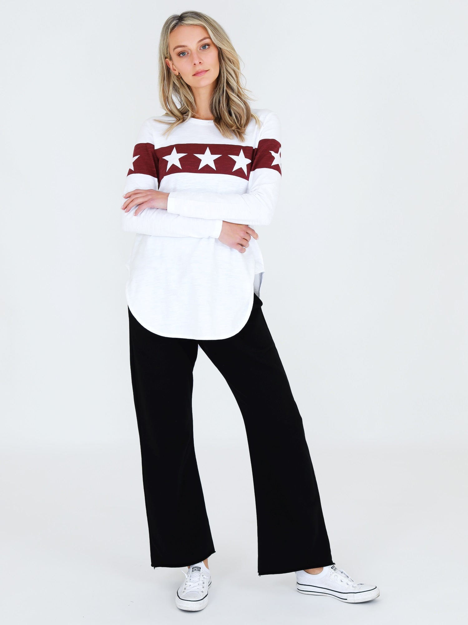 white full sleeve t shirt #color_cranberry
