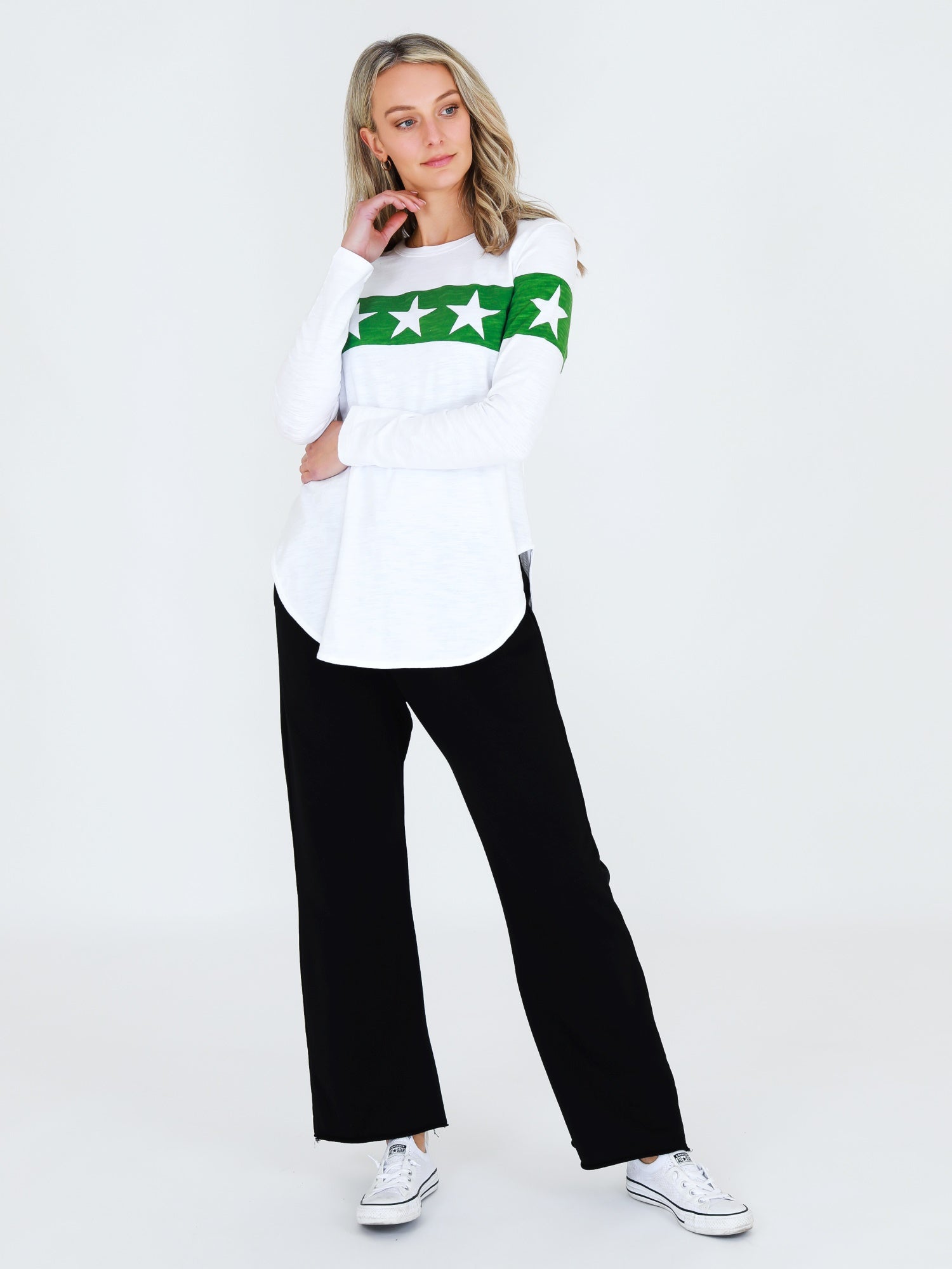 womens long sleeve white shirt #color_nephrite