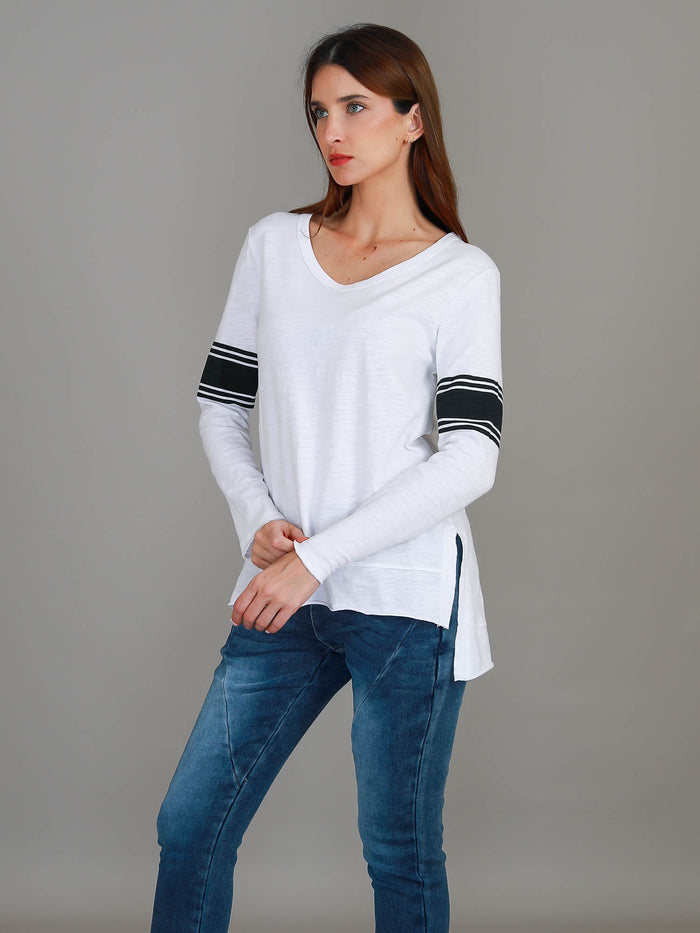 Carmel Contrast Band Long Sleeve T Shirt (Sale)