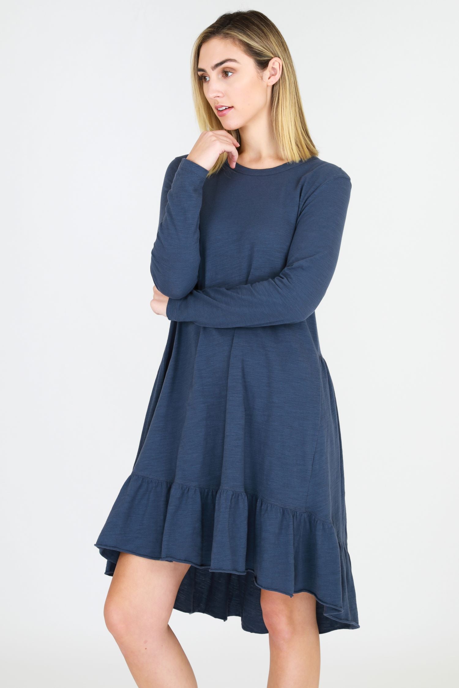 full length long sleeve dress #color_indigo