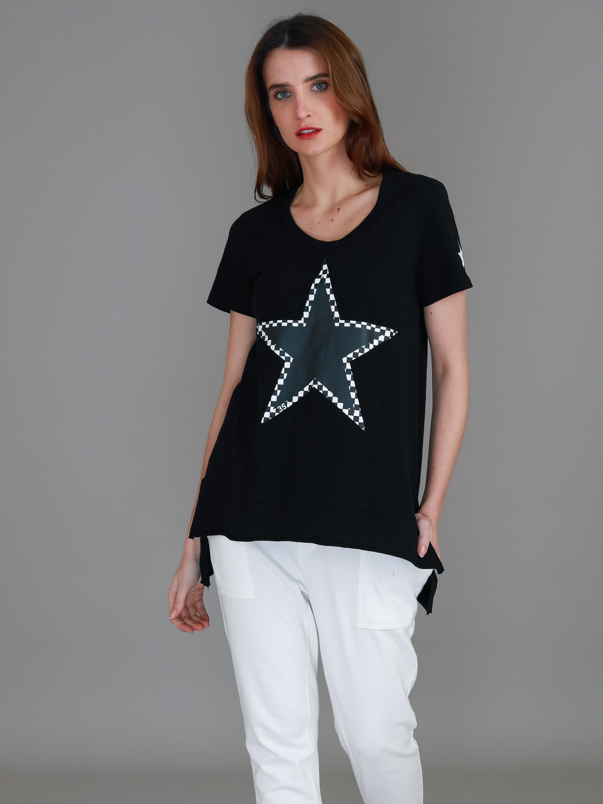 Sandy Check Black Star T Shirt
