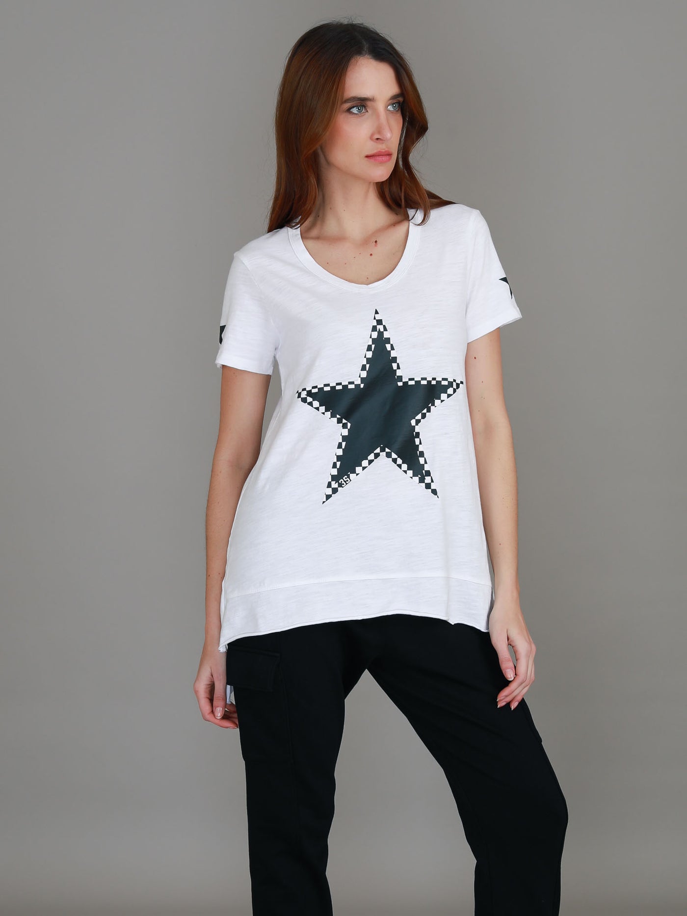 Sandy Check Black Star T Shirt