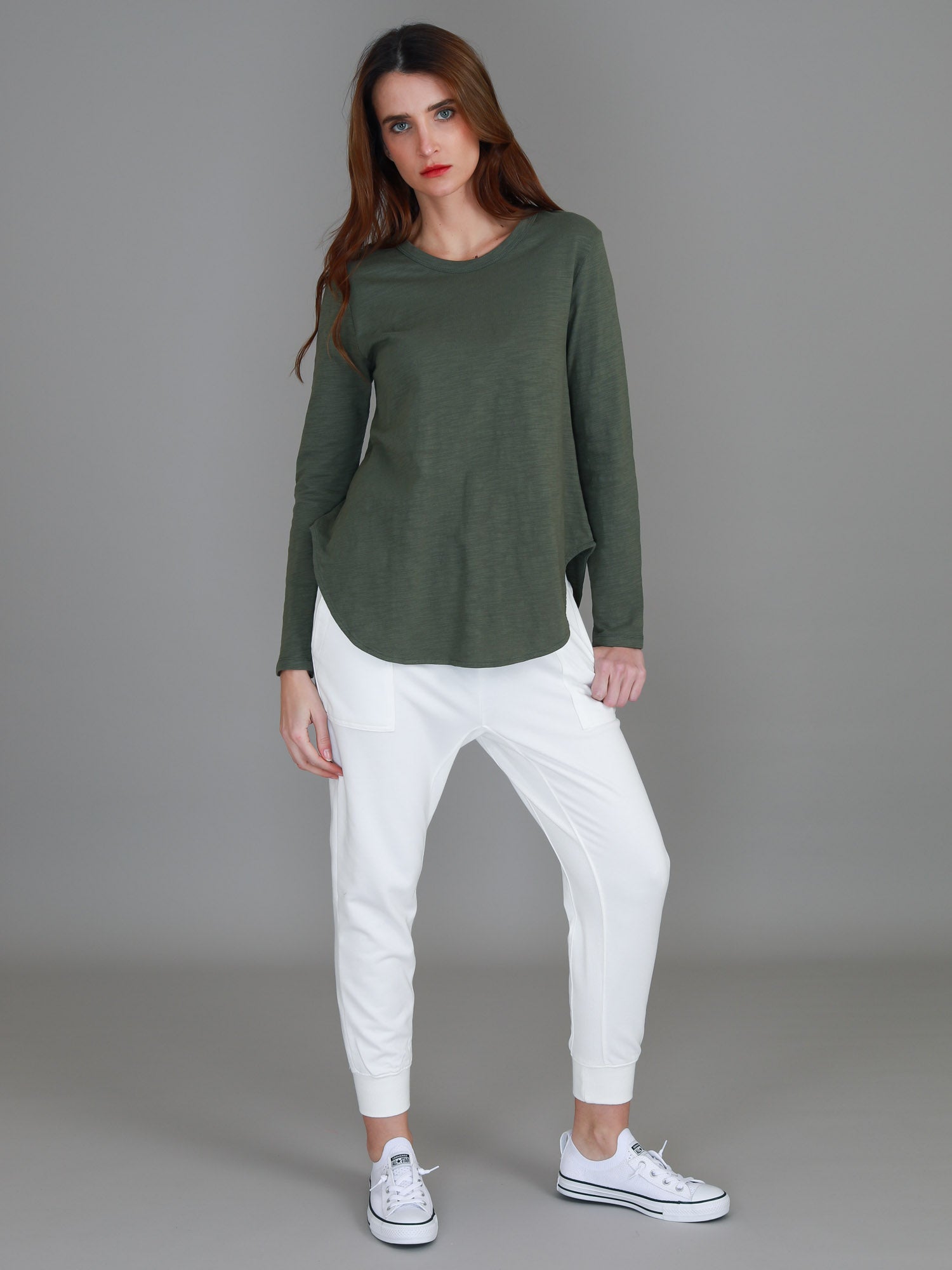womens green top #color_khaki
