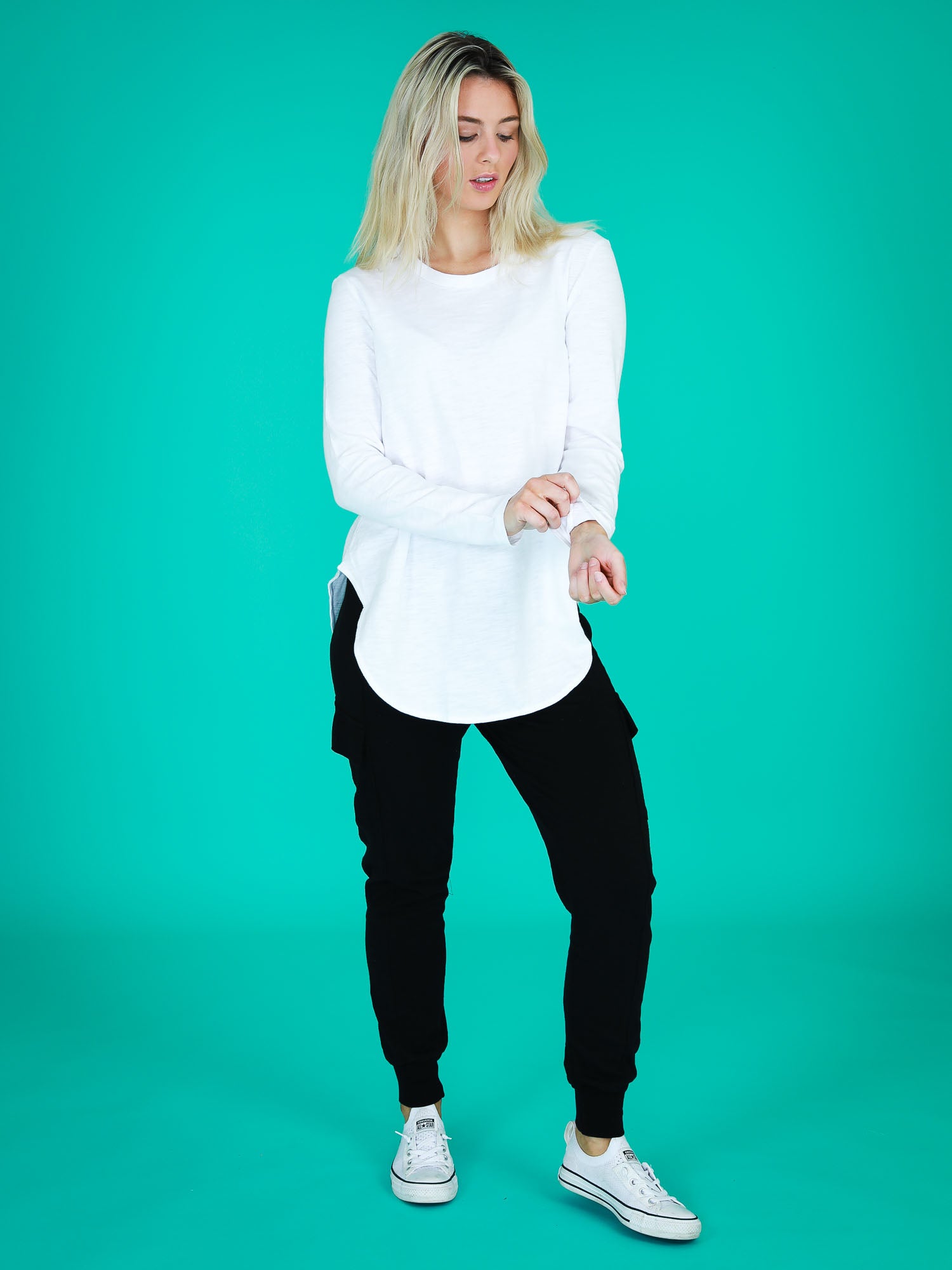 womens longline t shirt #color_white