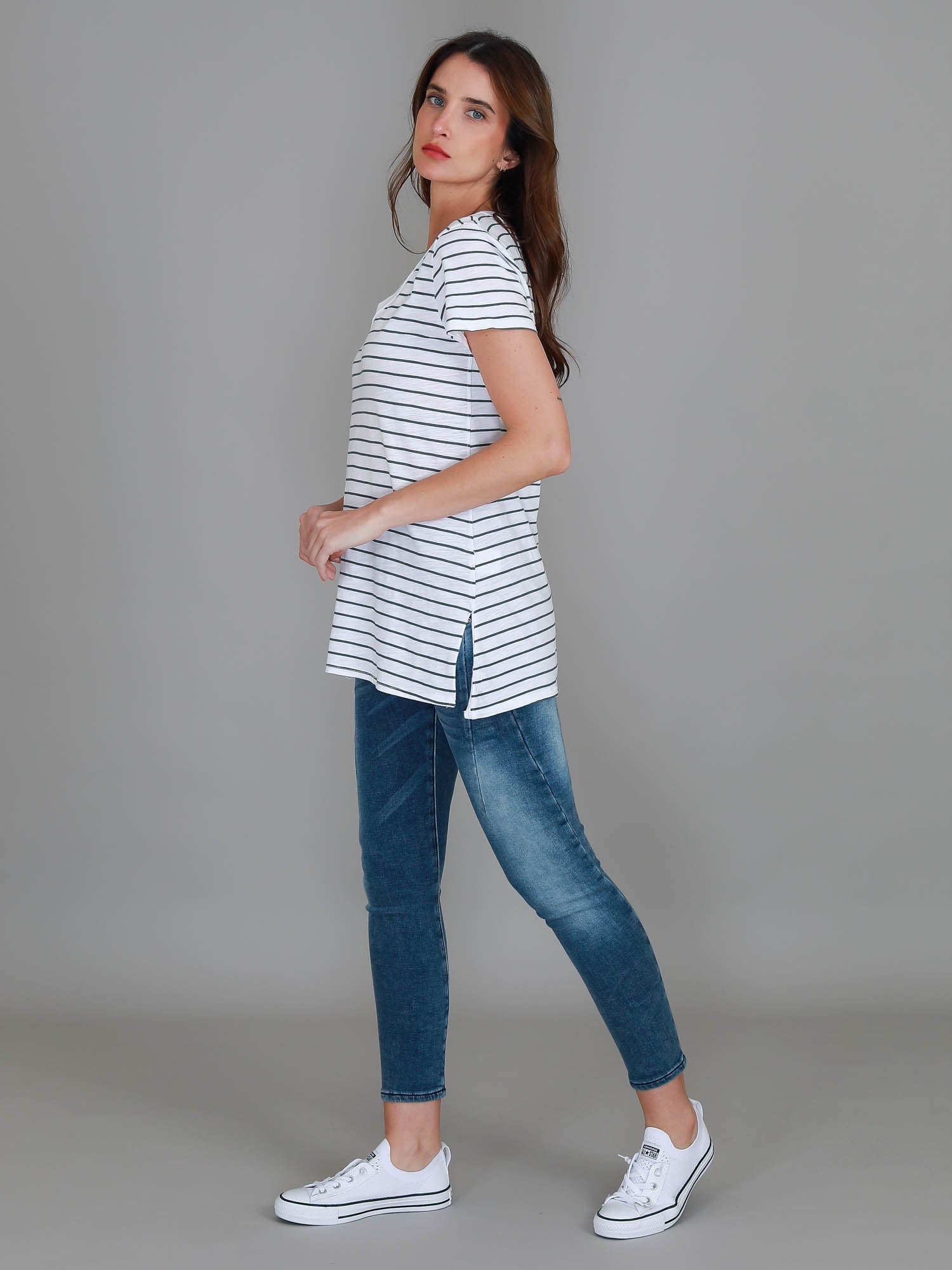 women's basics #color_navy stripe