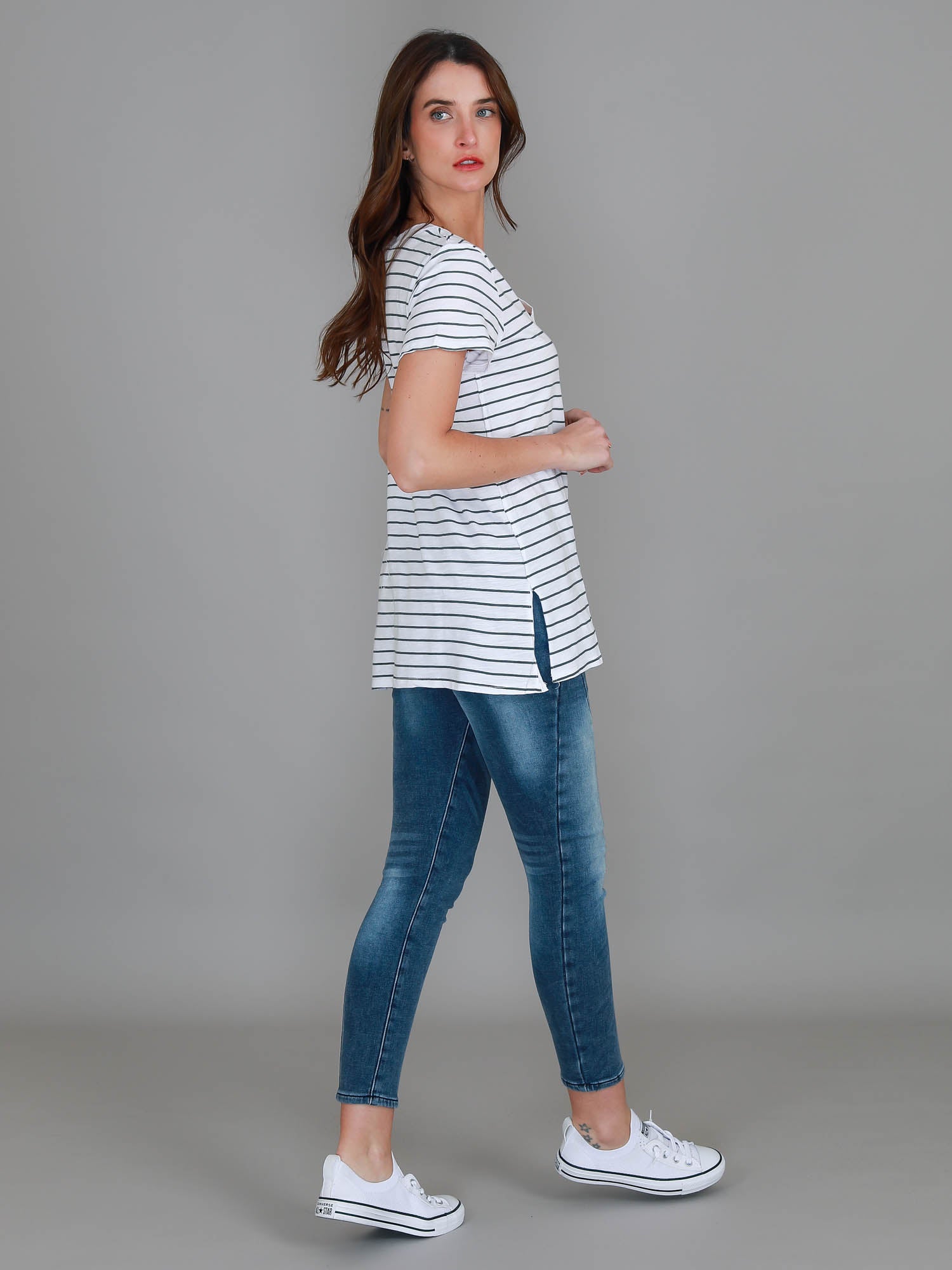 cotton basics #color_navy stripe