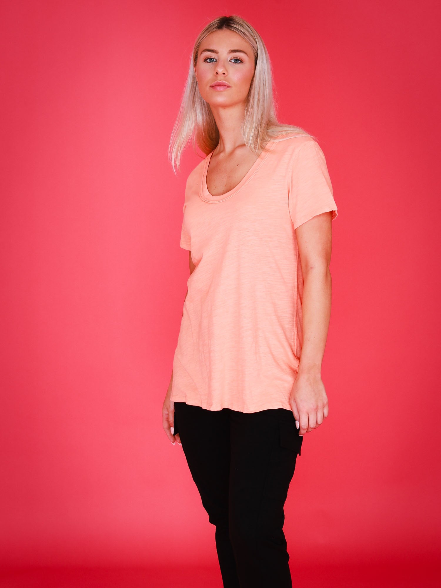 scoop neck t shirt #color_papaya