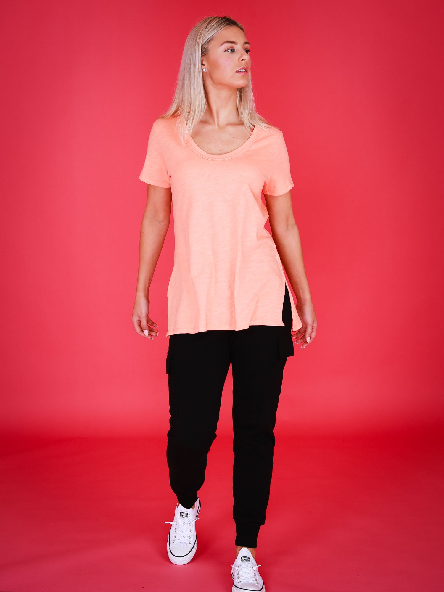 scoop neck tee #color_papaya