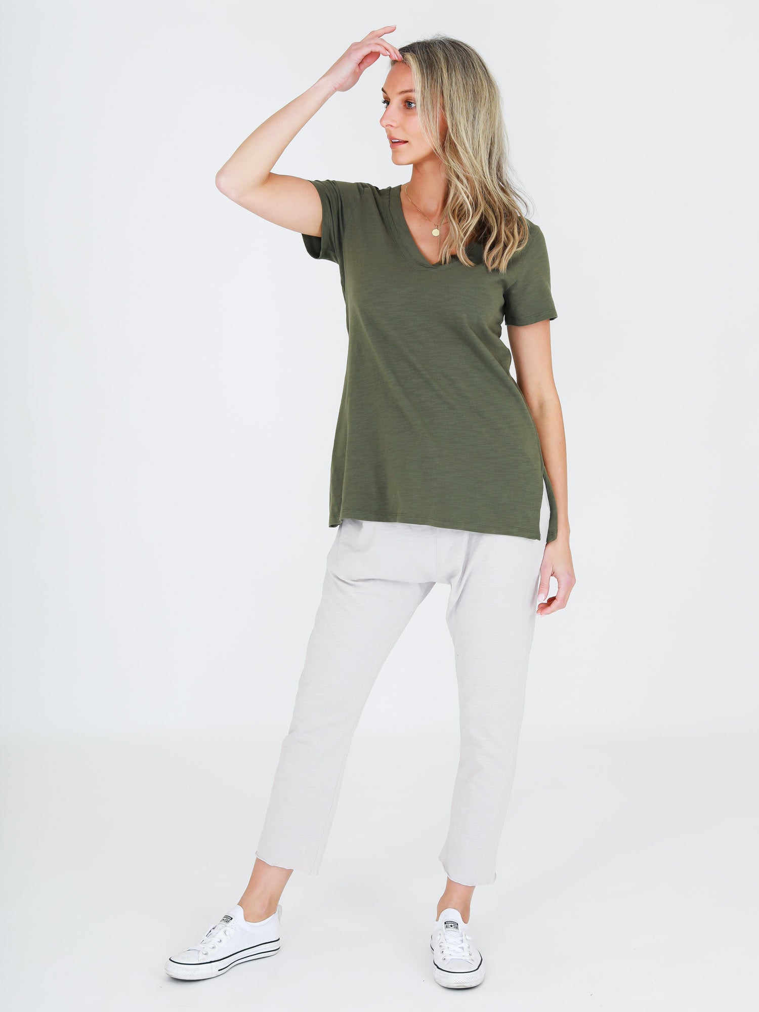 v neck t shirt womens #color_khaki