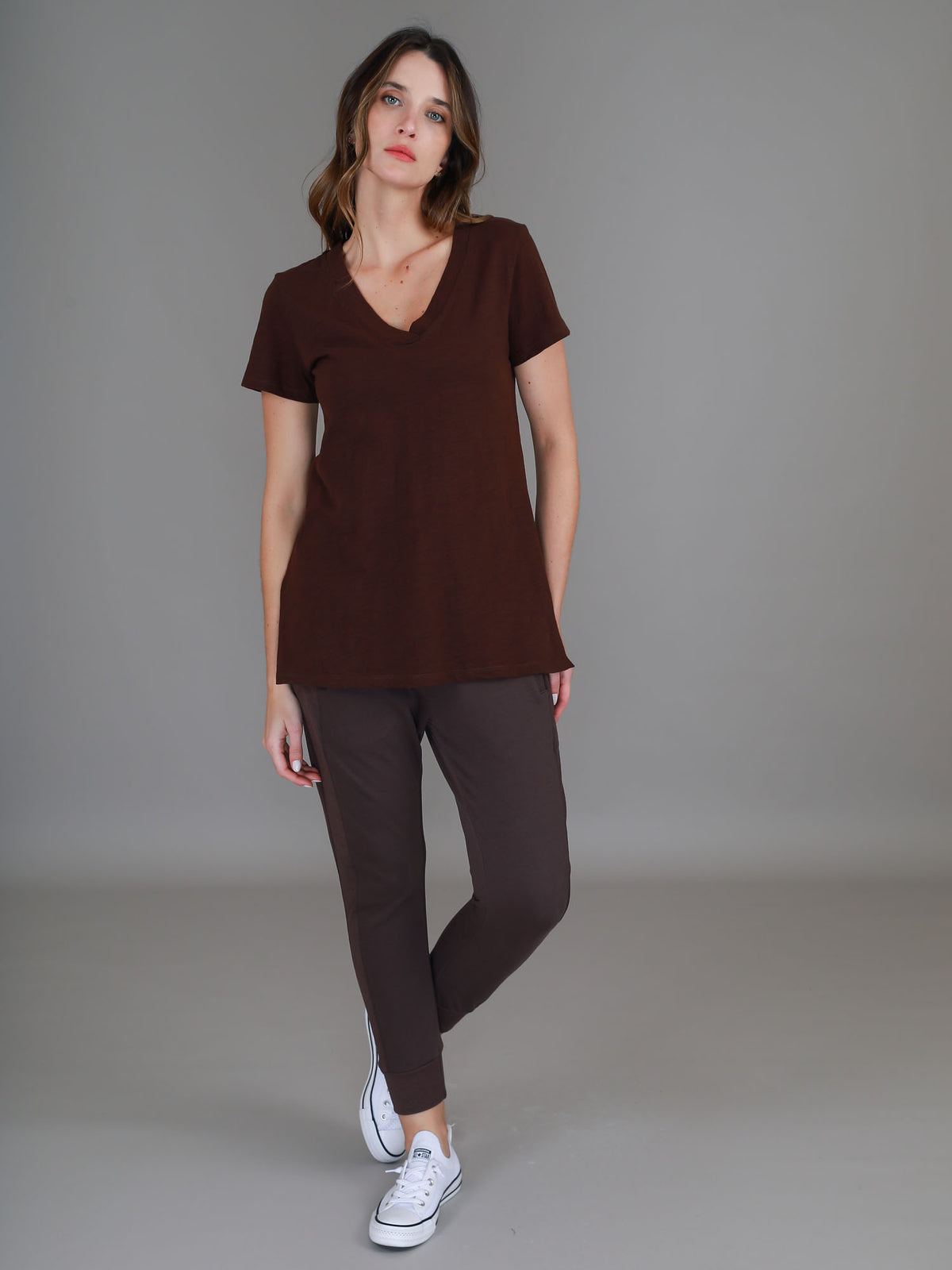 chocolate v neck tee #color_truffle