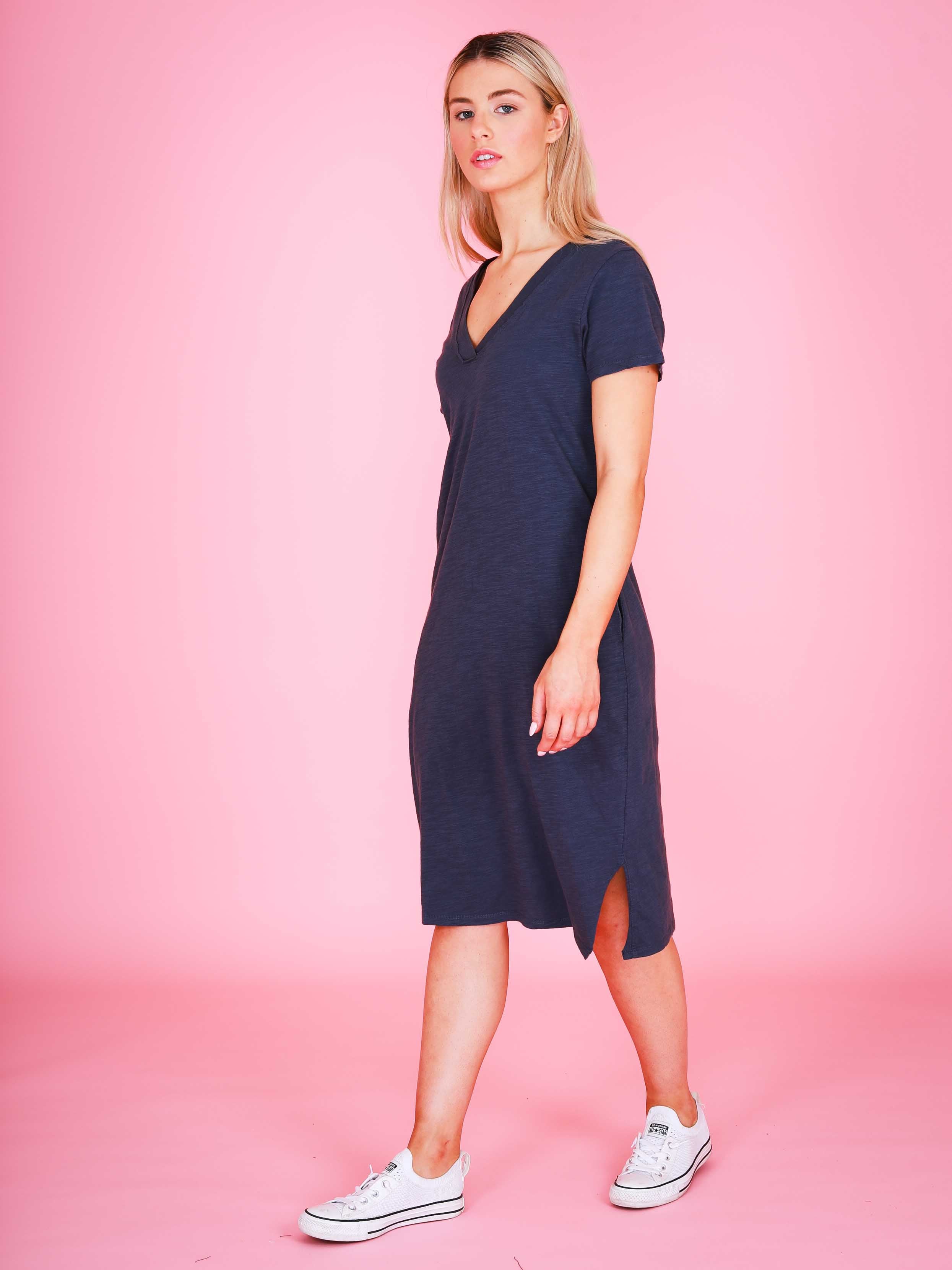 v neck midi dress #color_indigo