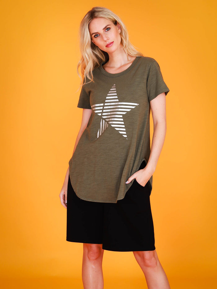 Perth Stripe Star Longline T Shirt