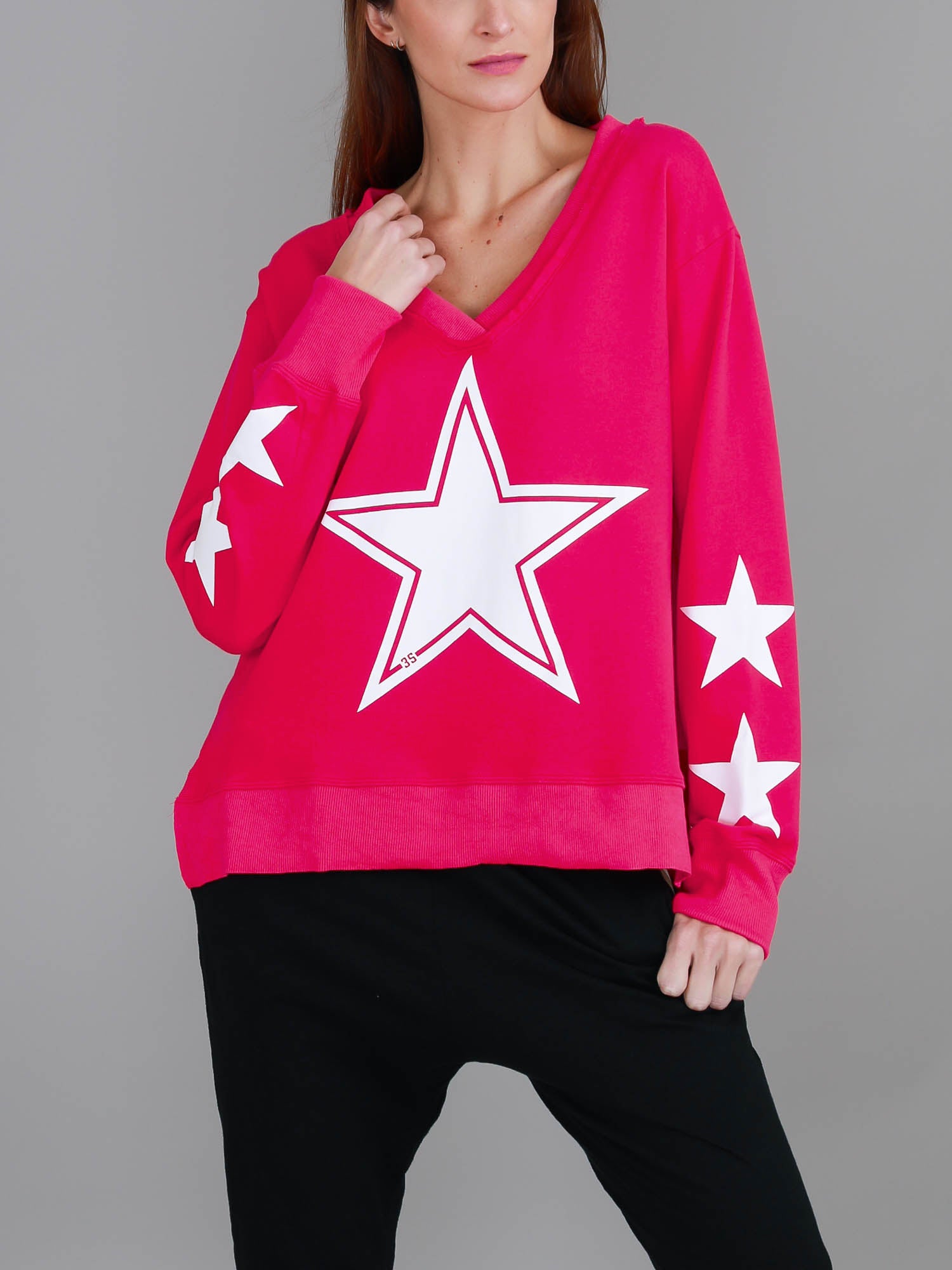pink v neck sweater #color_pink flash