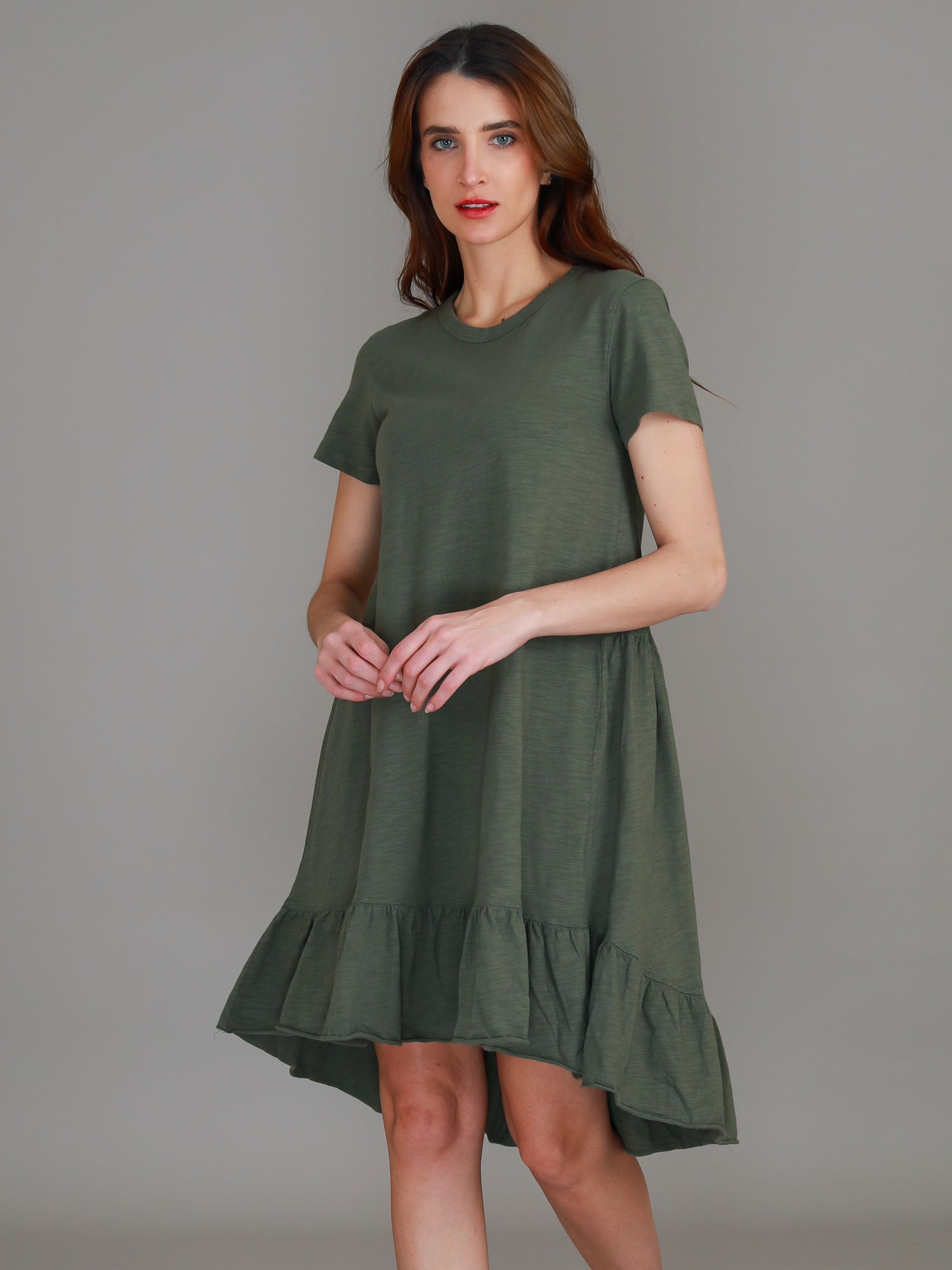 green midi dress #color_khaki
