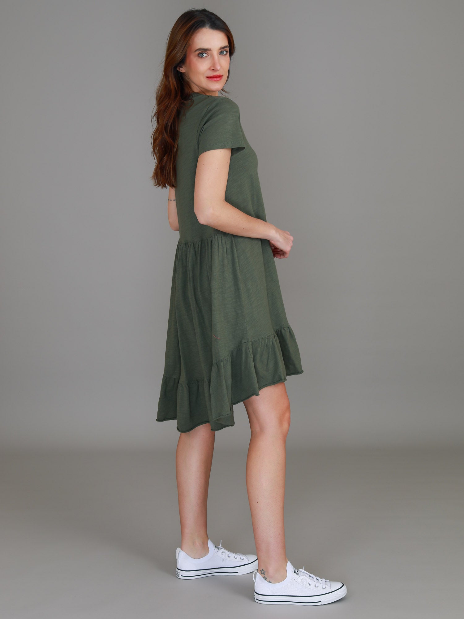 green casual dress #color_khaki
