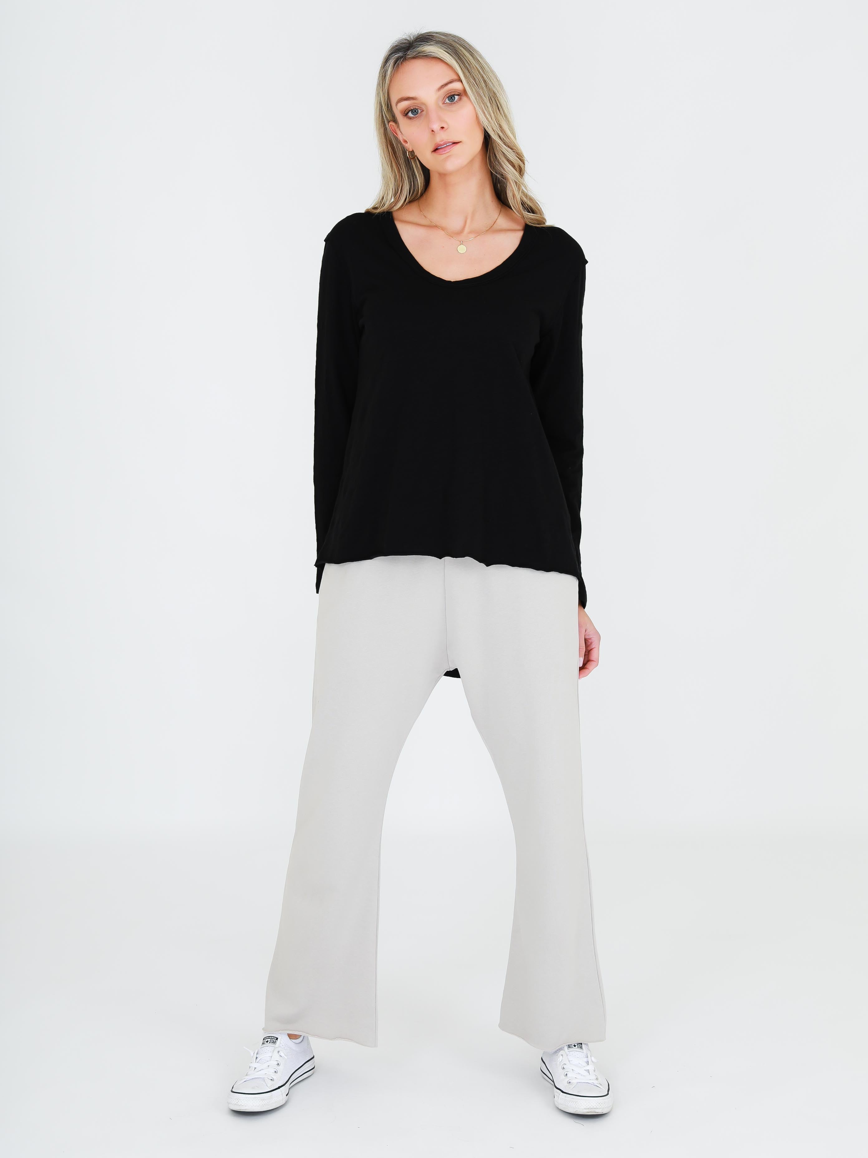 scoop neck long sleeve top #color_black