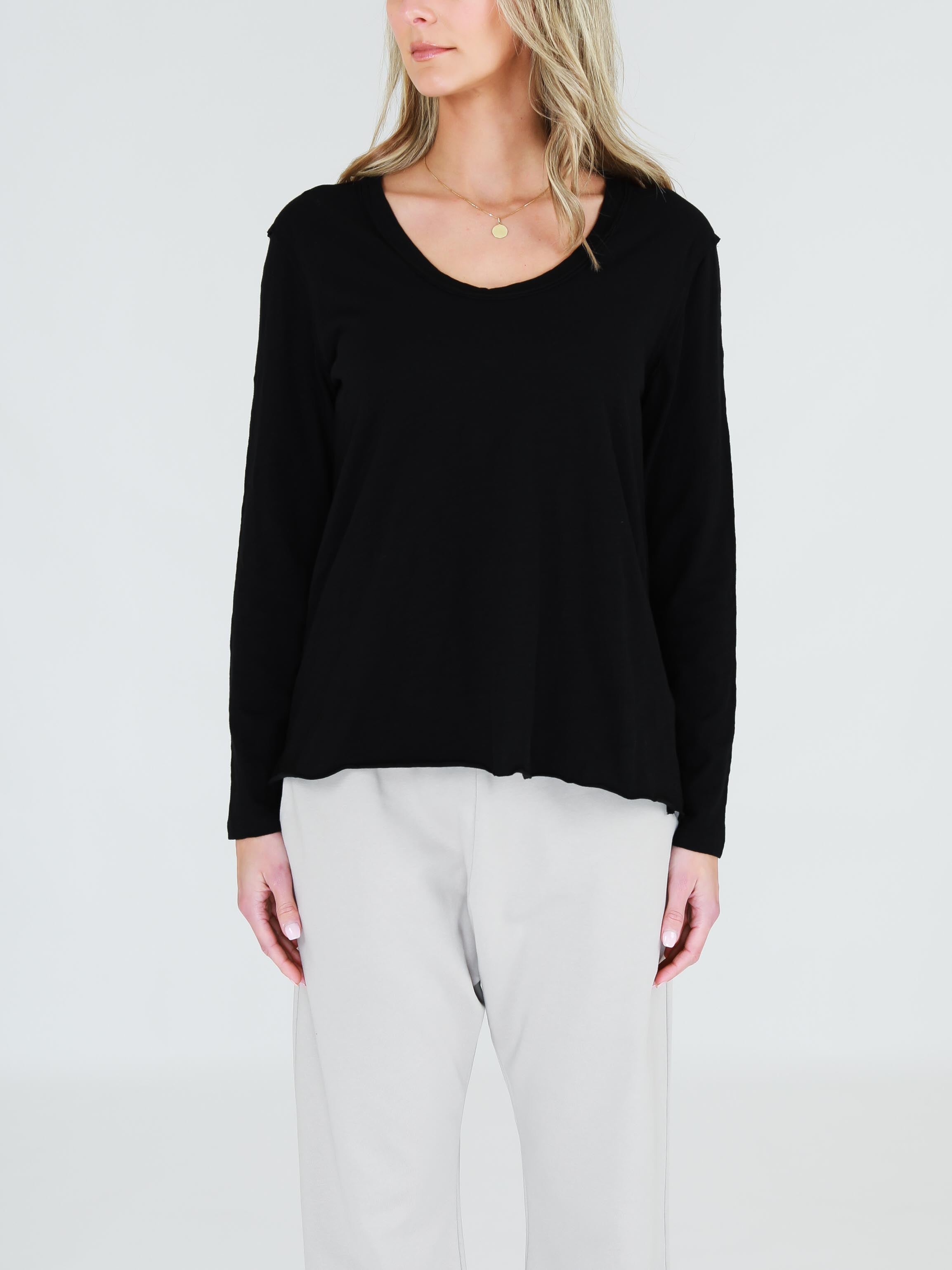 black long sleeve top women #color_black
