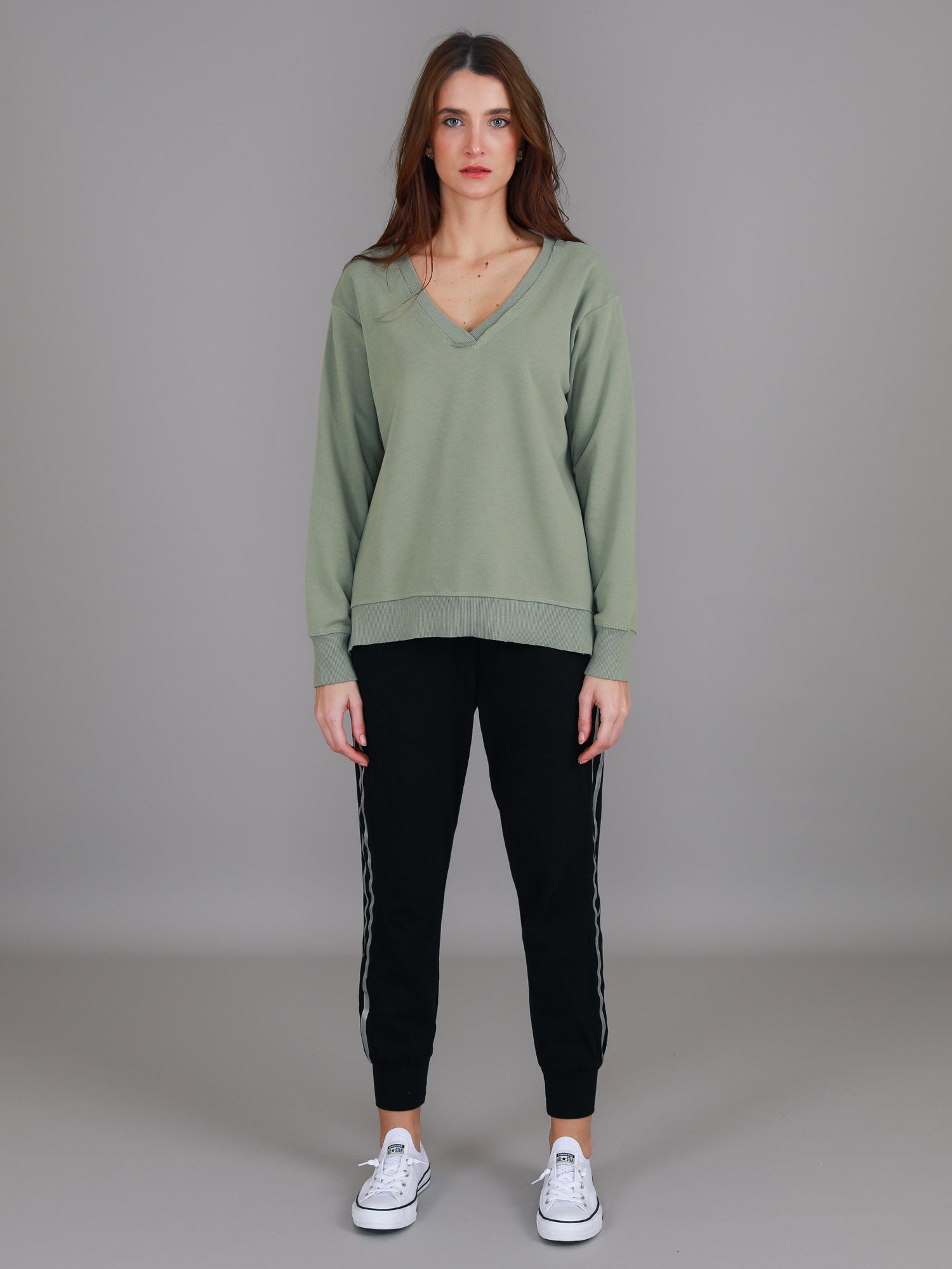 v neck pullover sweatshirt #color_kiwi