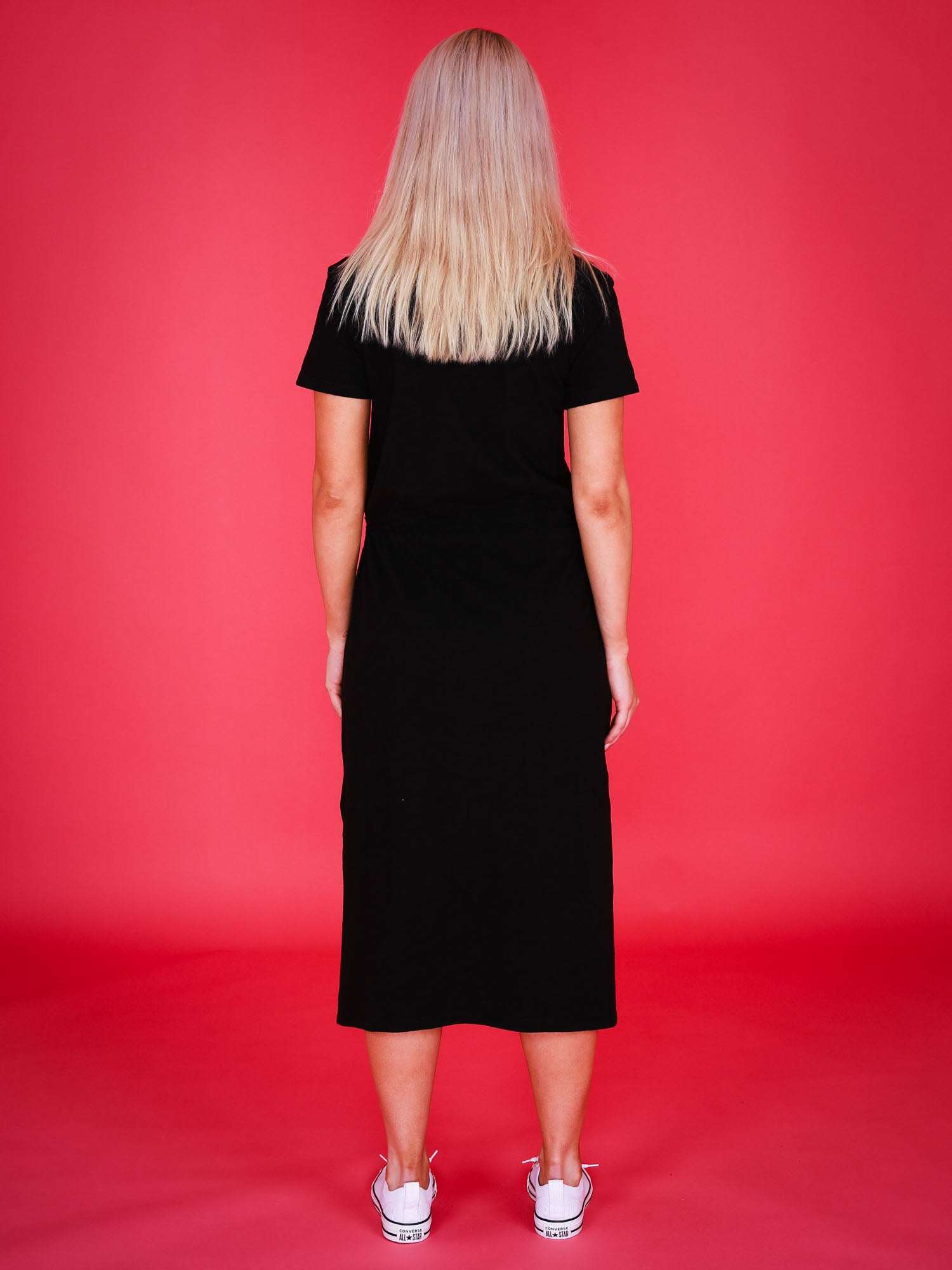 sleeve midi dress #color_black