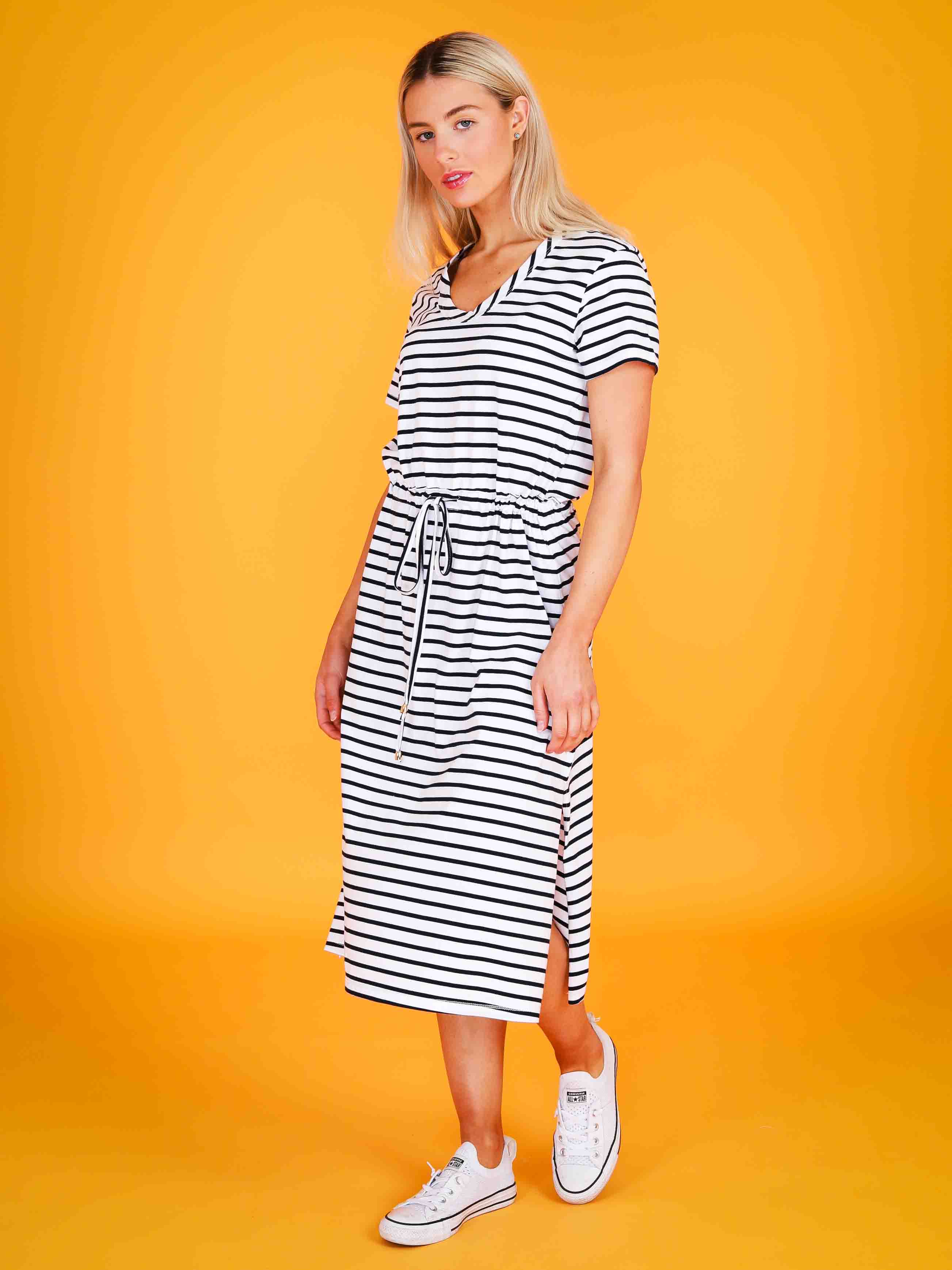 midi flowy dress #color_stripe