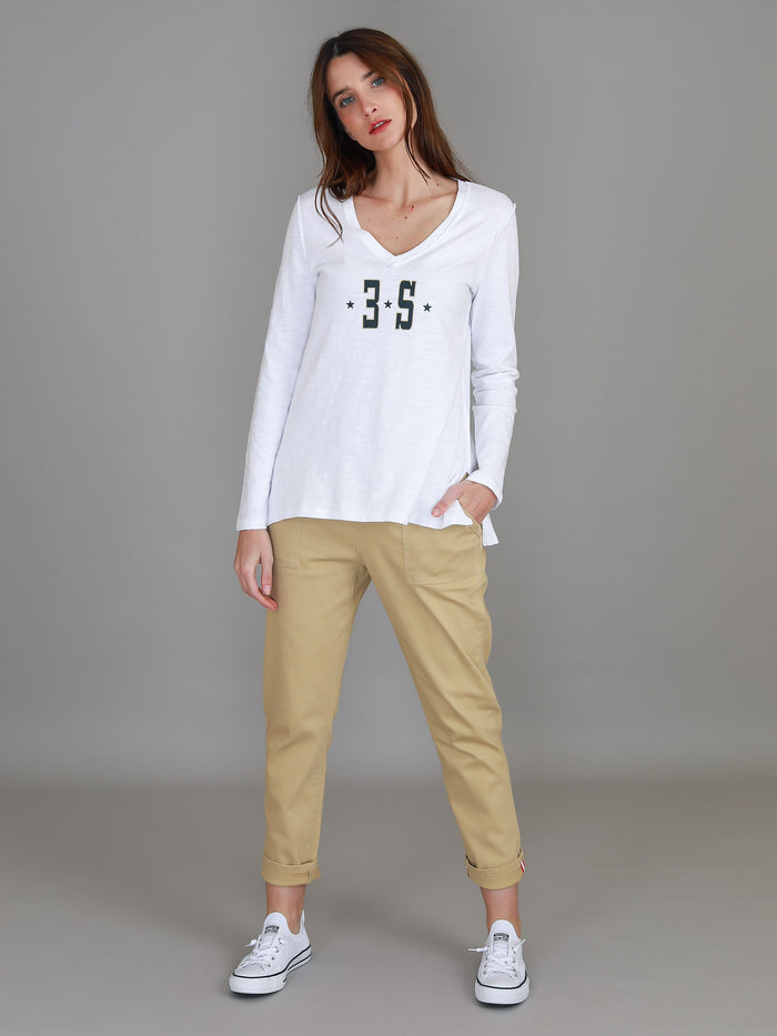 Blair V Neck Logo Long Sleeve T Shirt (Sale)