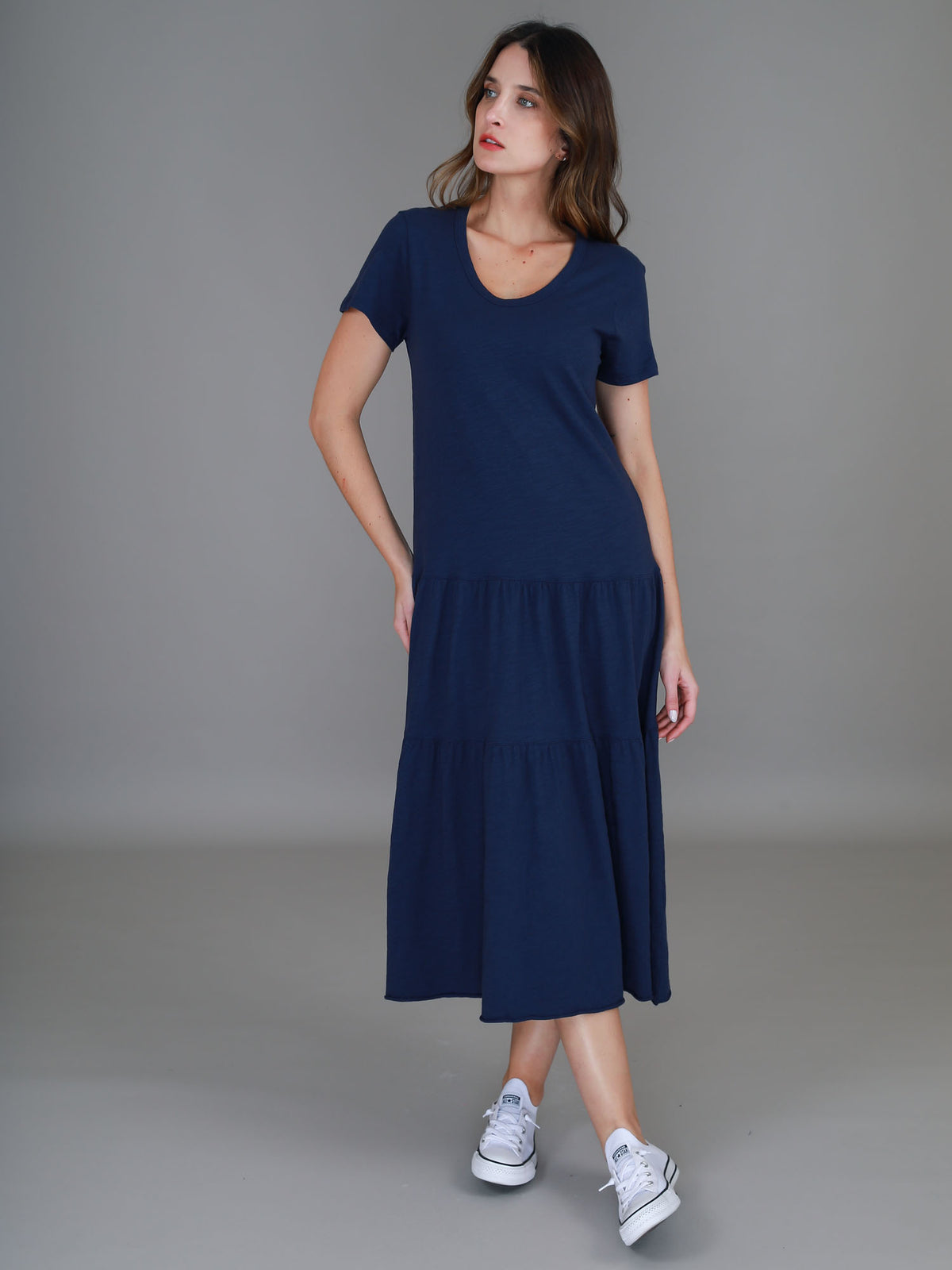 navy flowy dress #color_navy