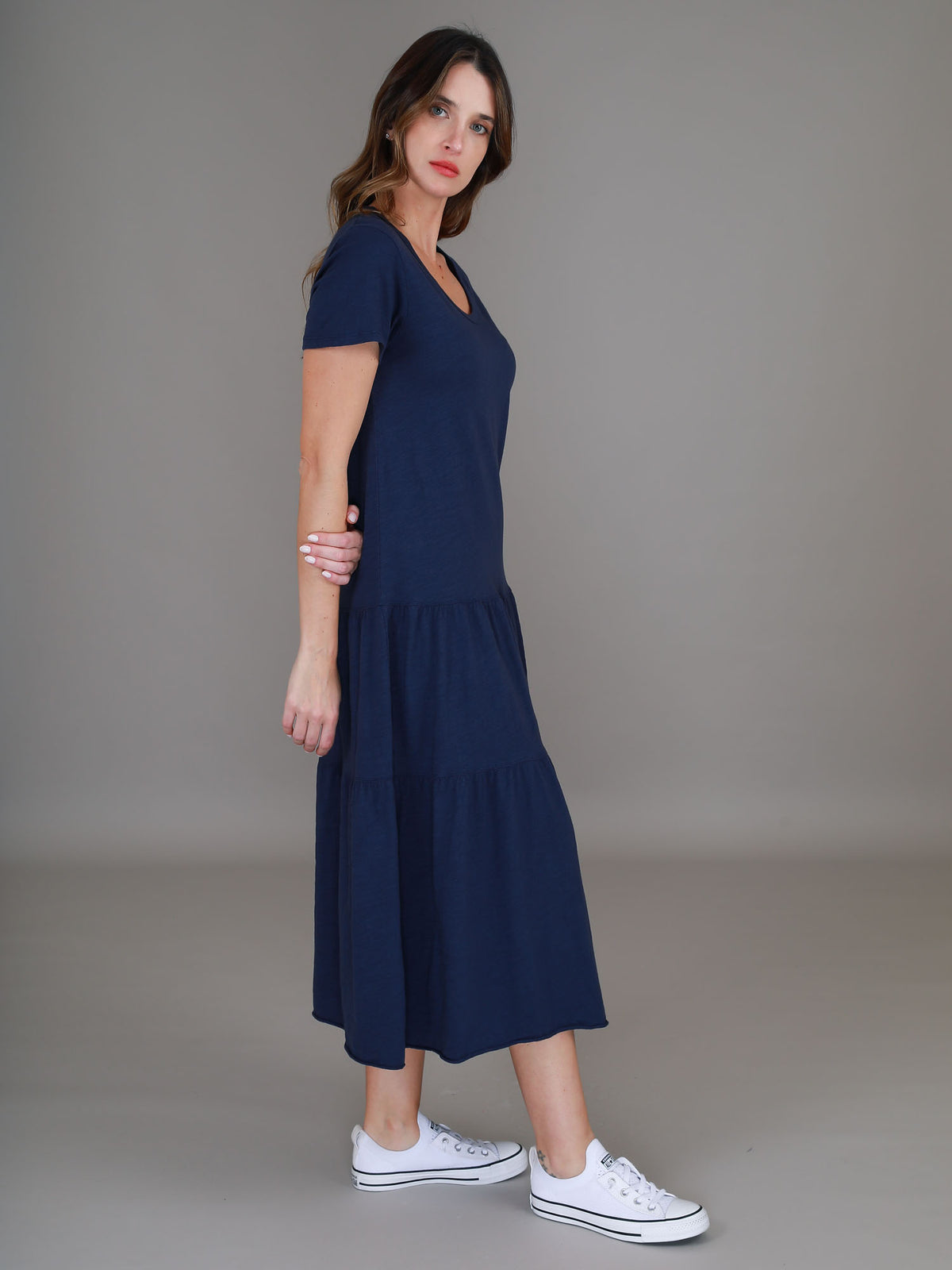 navy scoop neck dress #color_navy