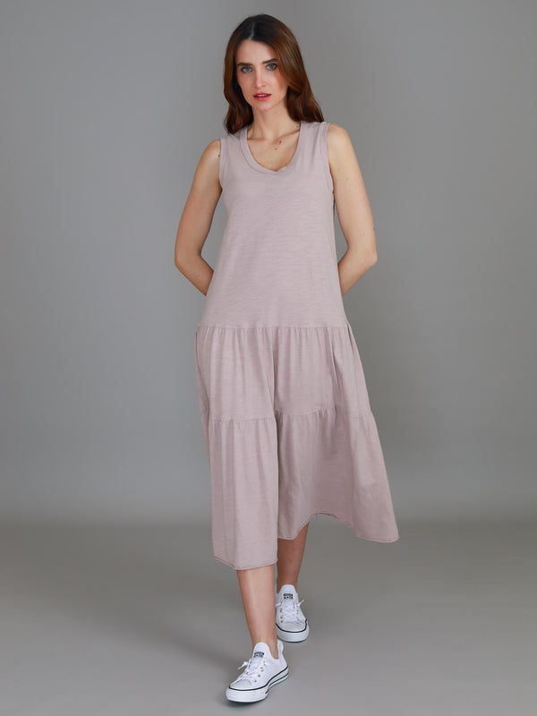 Ella Sleeveless Tiered Midi Dress