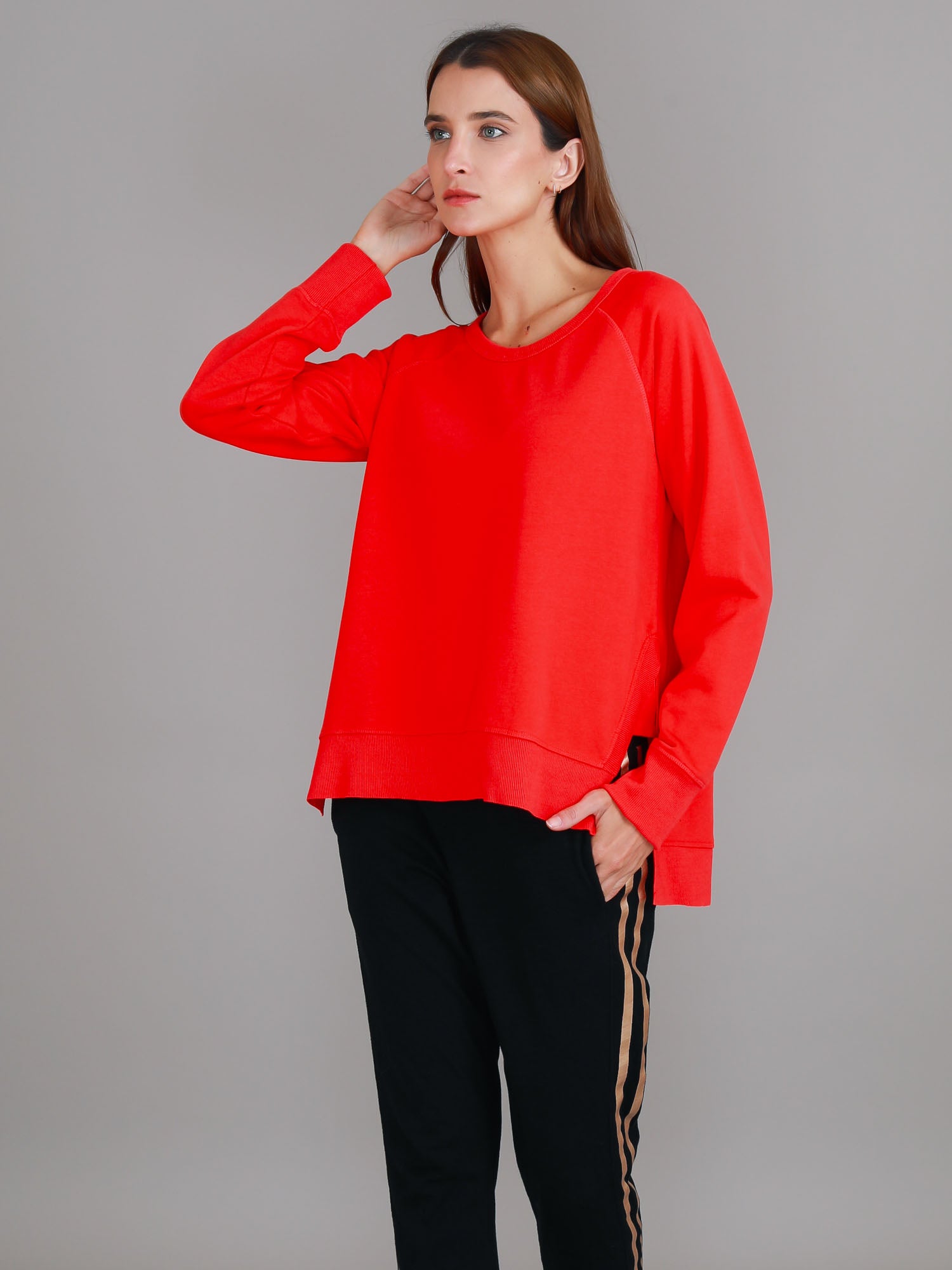 womens red sweatshirts #color_strawberry