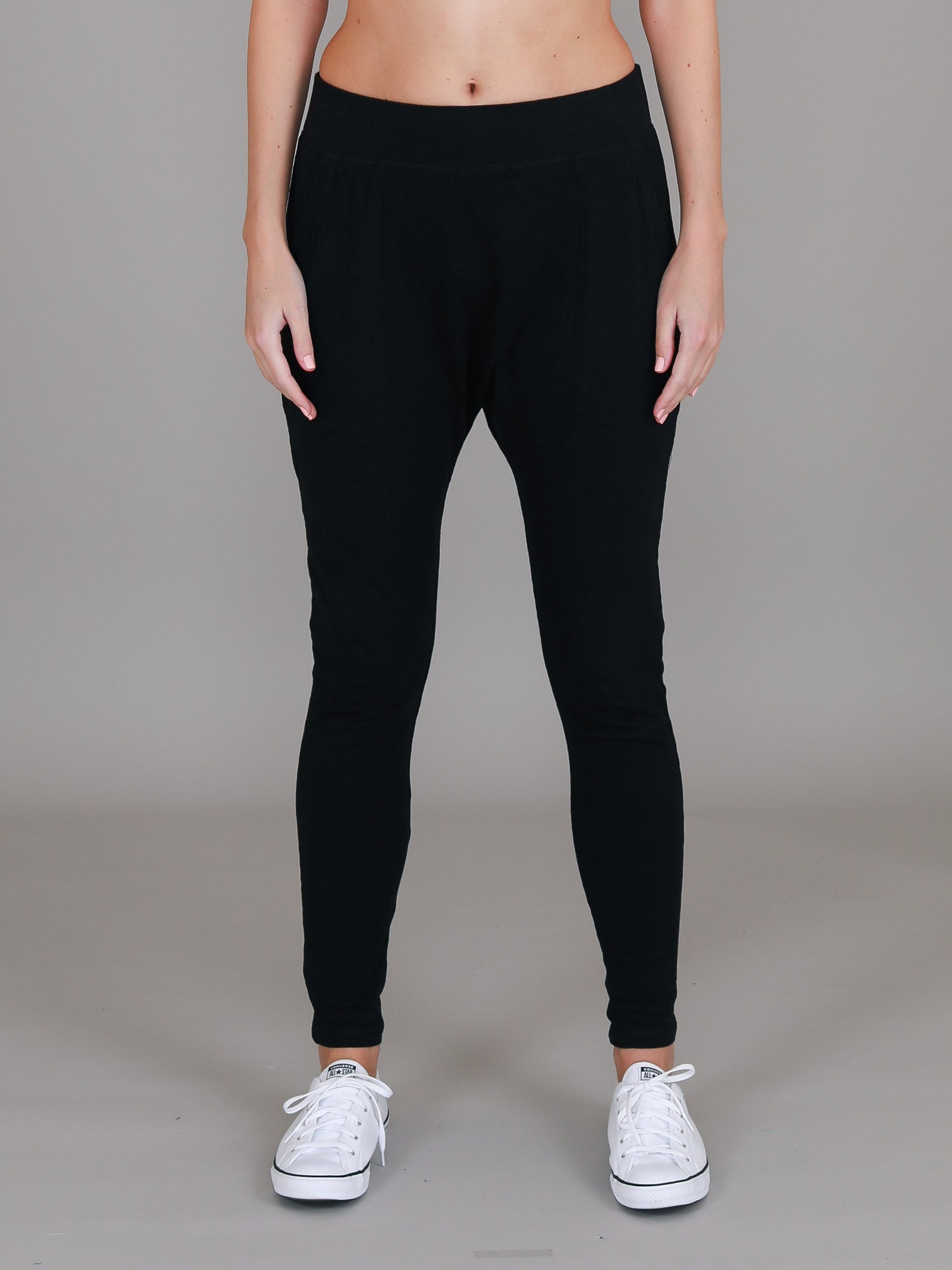 drop crotch pants women #color_black