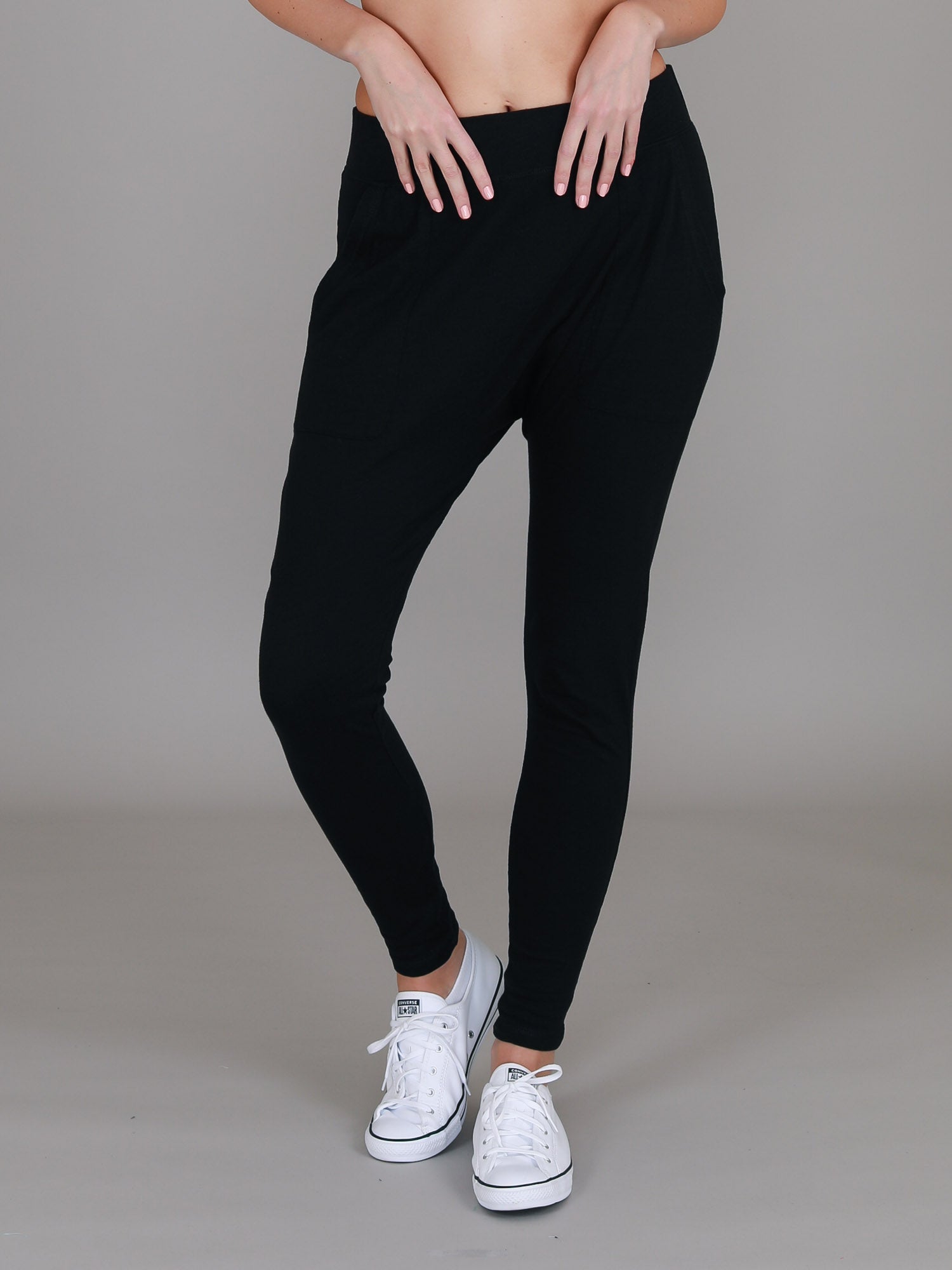 black drop crotch pants #color_black