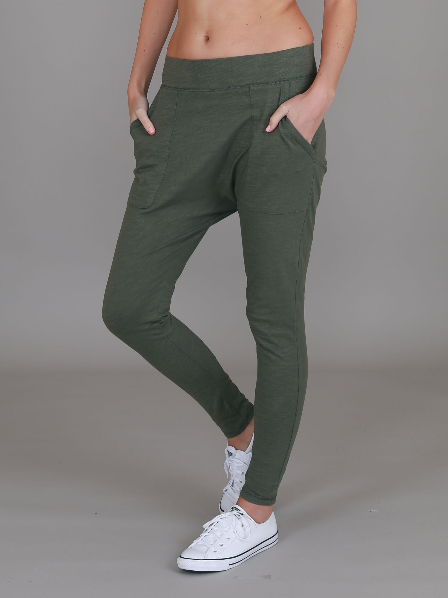 drop crotch pants women #color_khaki