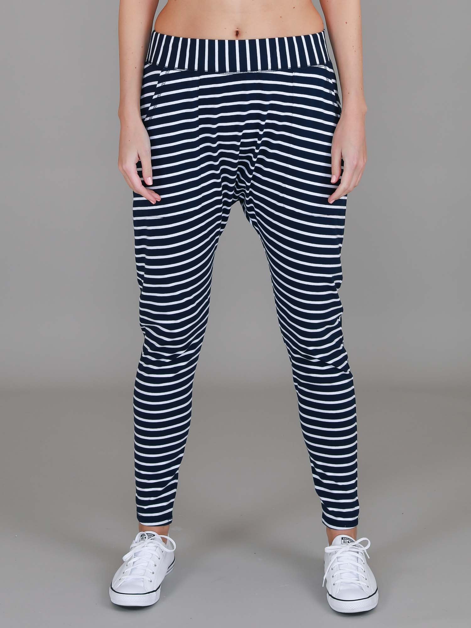 womens drop crotch pants #color_stripe on navy