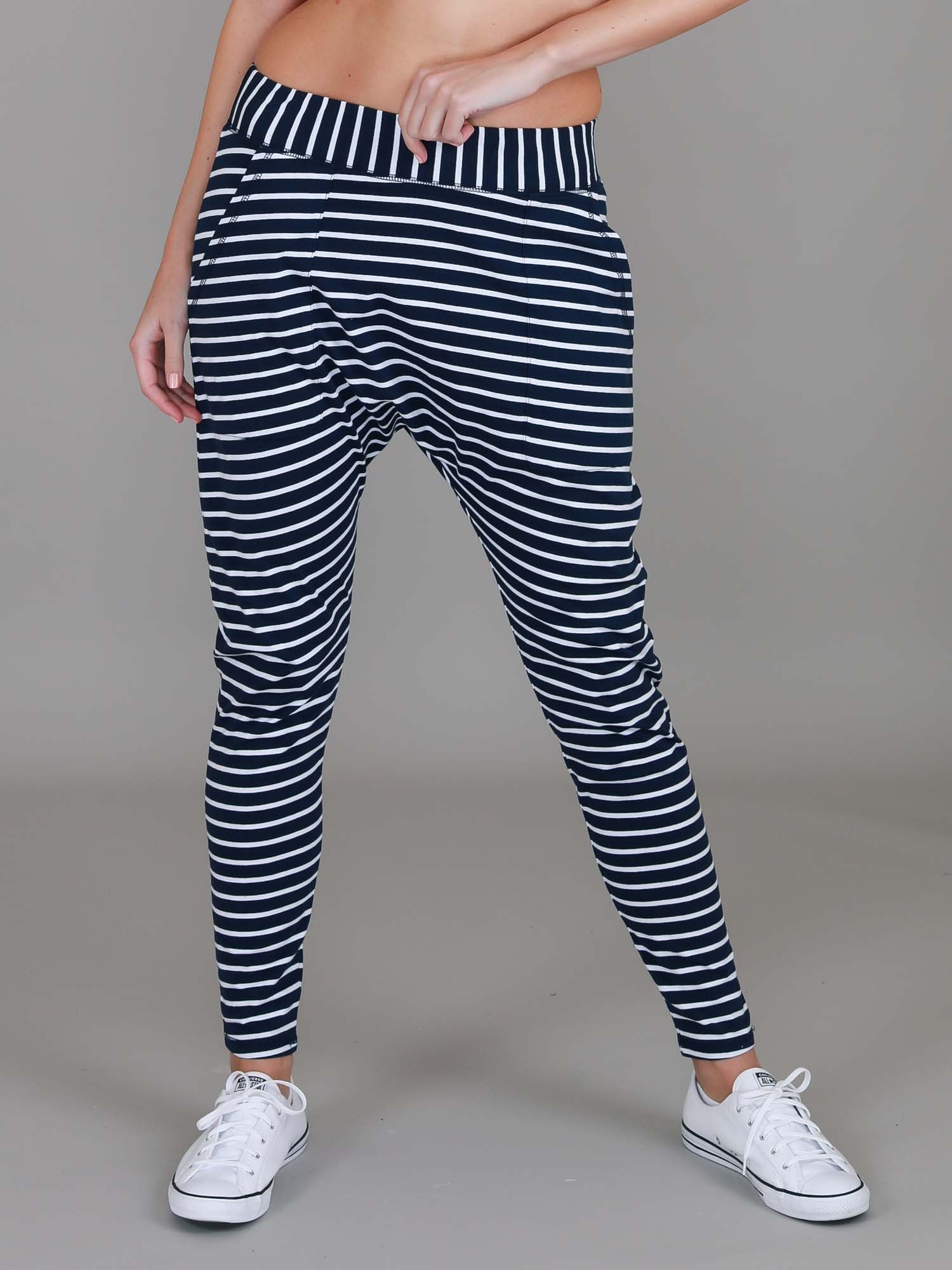 drop crotch black pants #color_stripe on navy