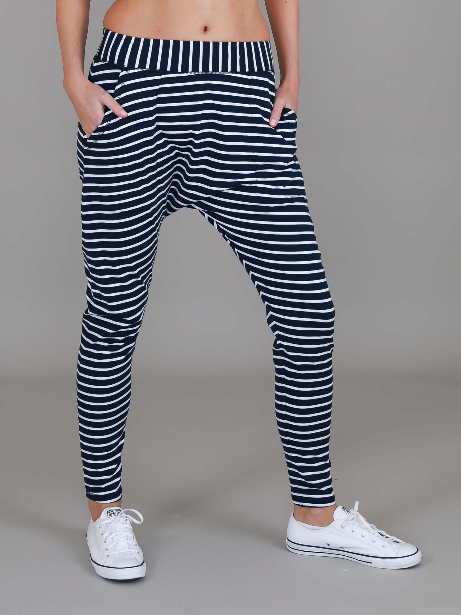 drop crotch pants #color_stripe on navy