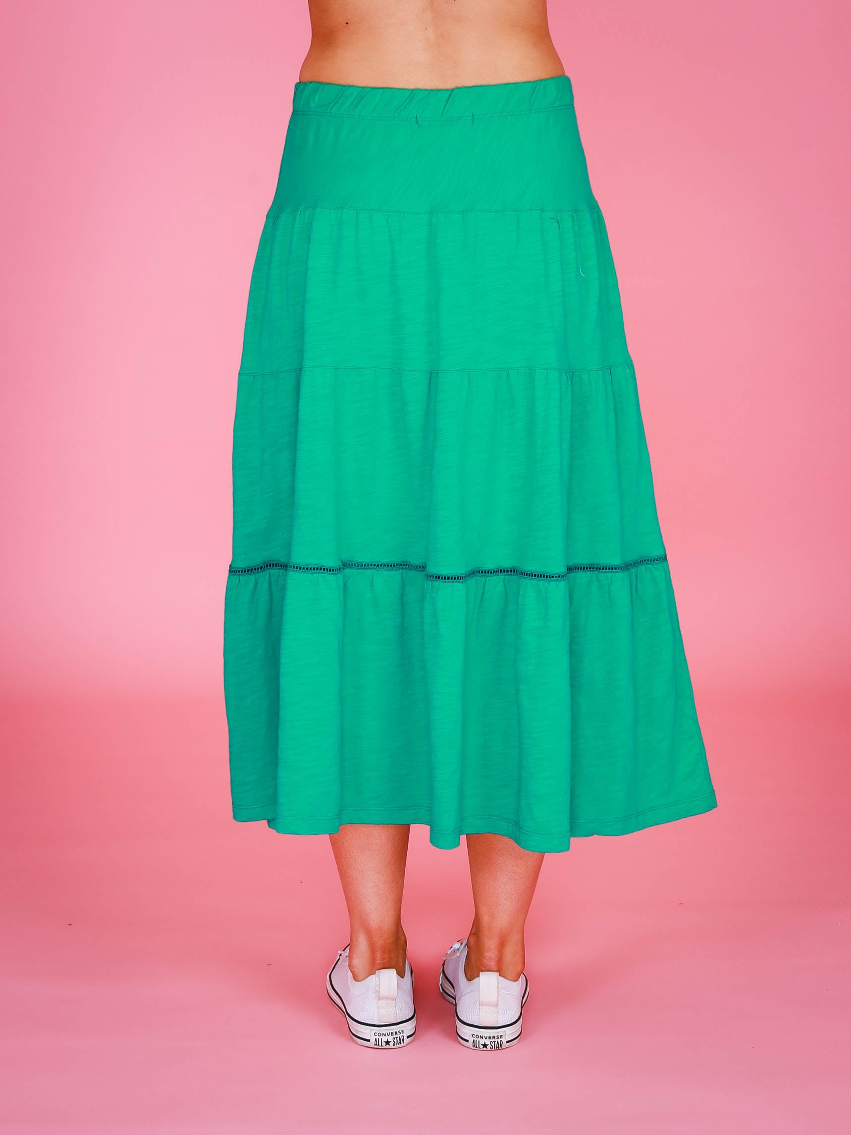 emerald green skirt #color_jungle