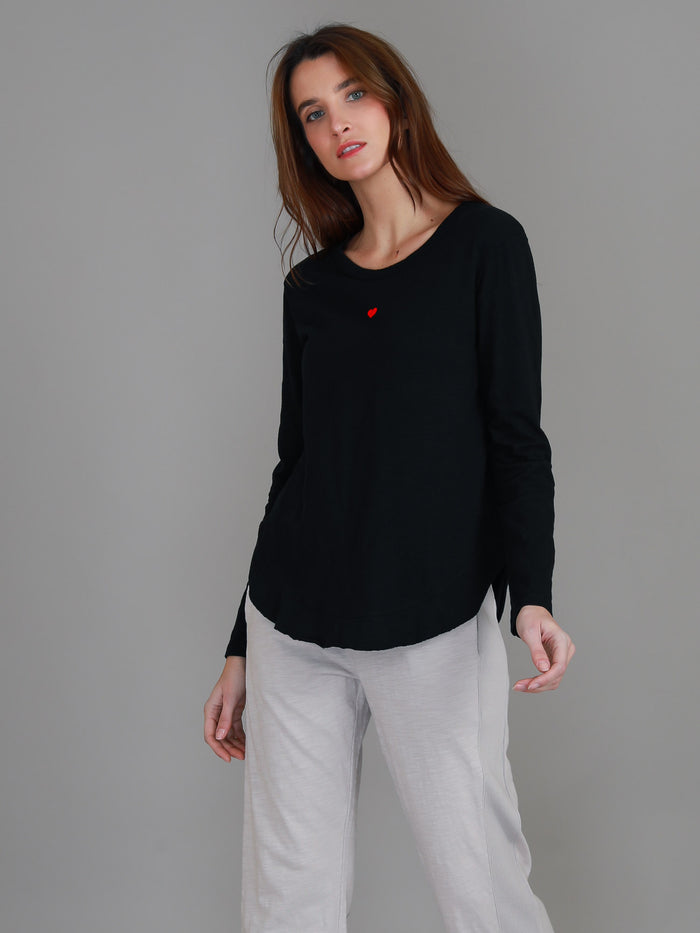 Clyde Embroidered Heart Long Sleeve T Shirt